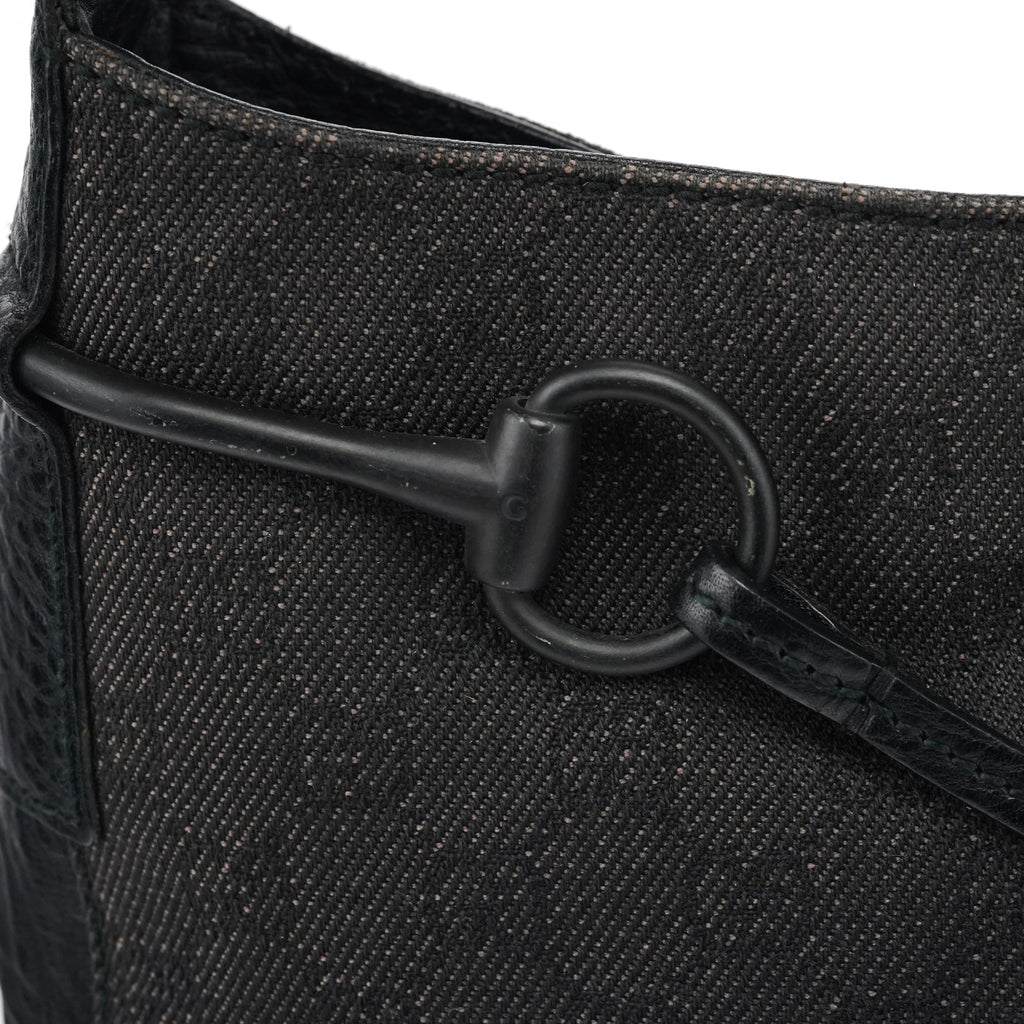 Anthracite Denim GG Horsebit Shoulder Bag