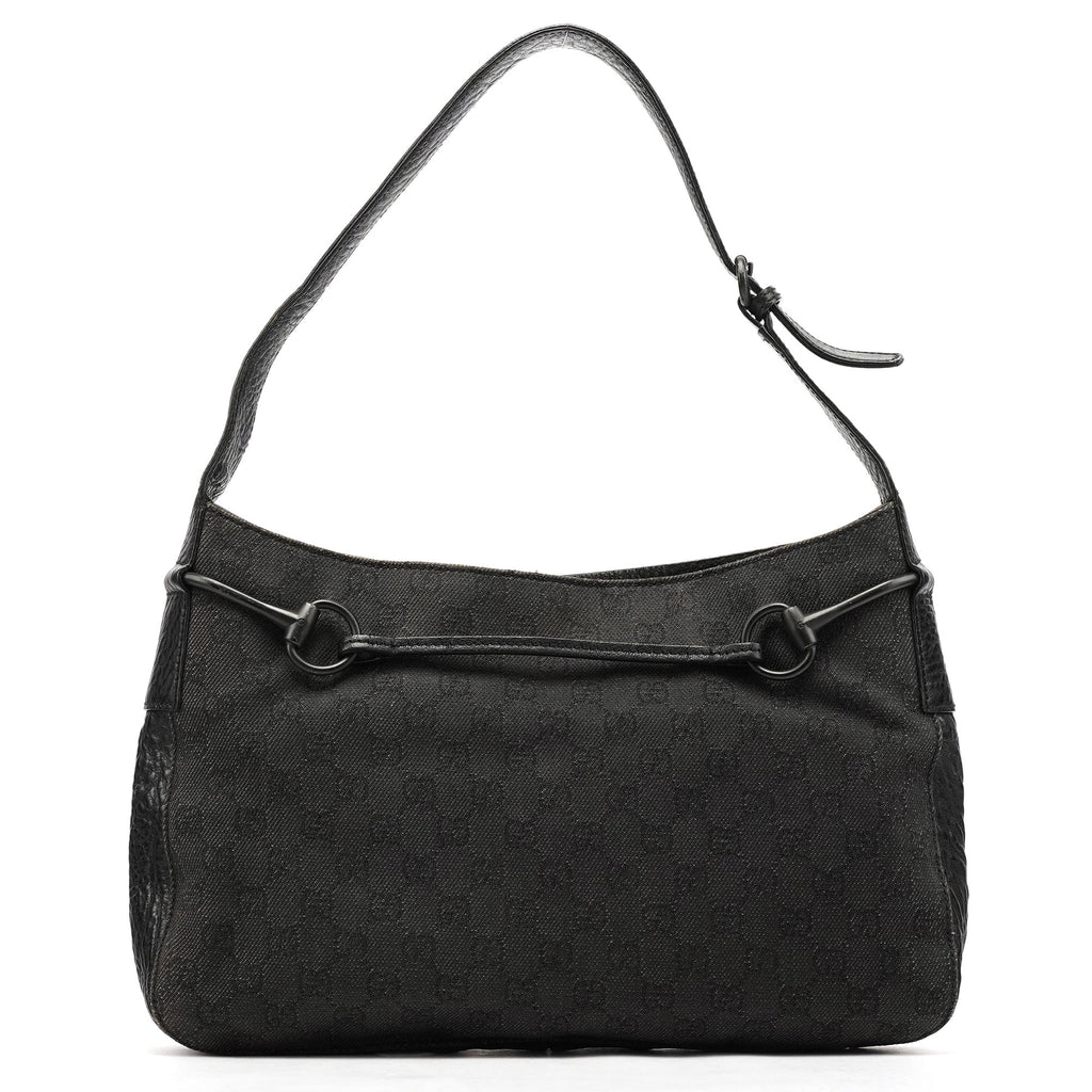 Anthracite Denim GG Horsebit Shoulder Bag