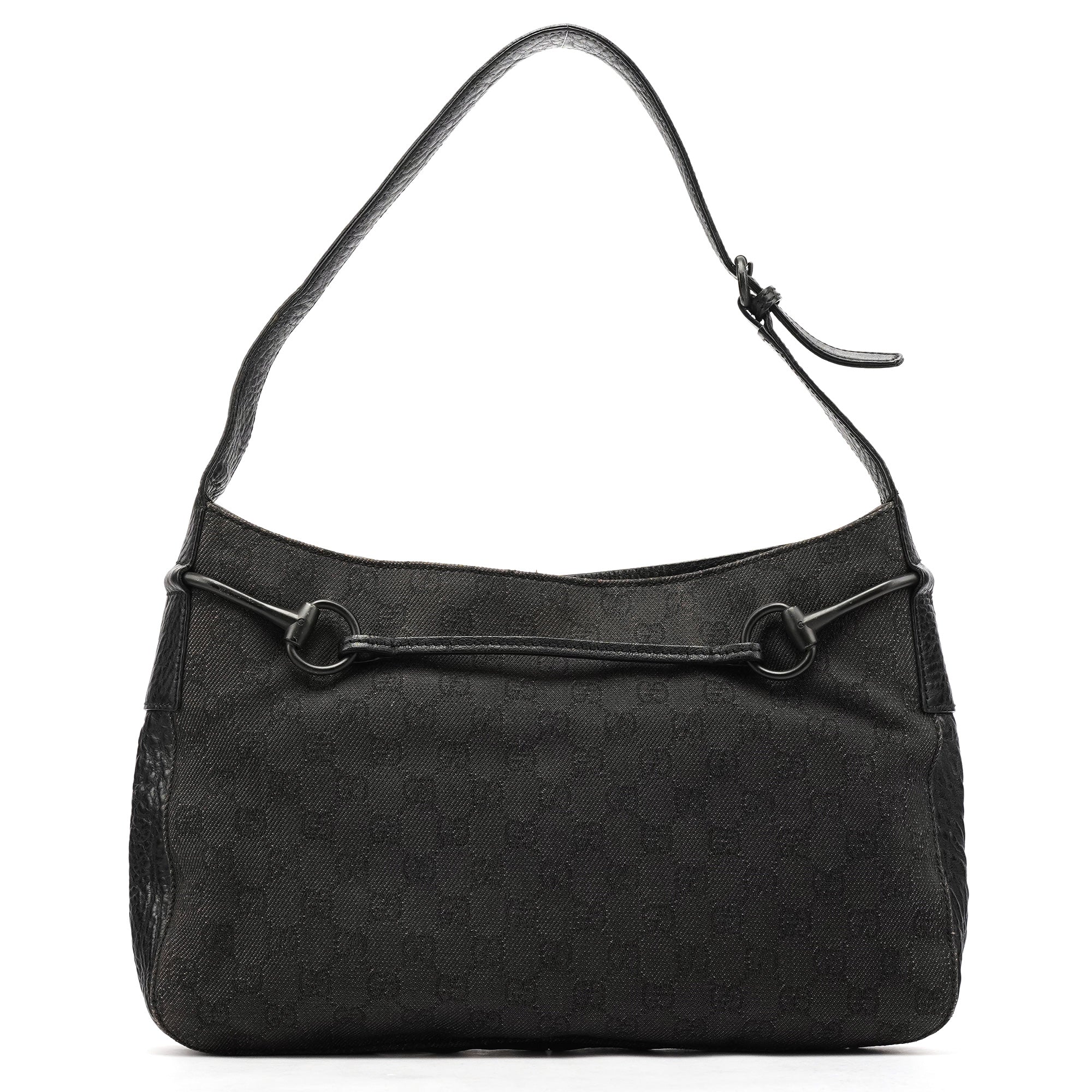 Anthracite Denim GG Horsebit Shoulder Bag