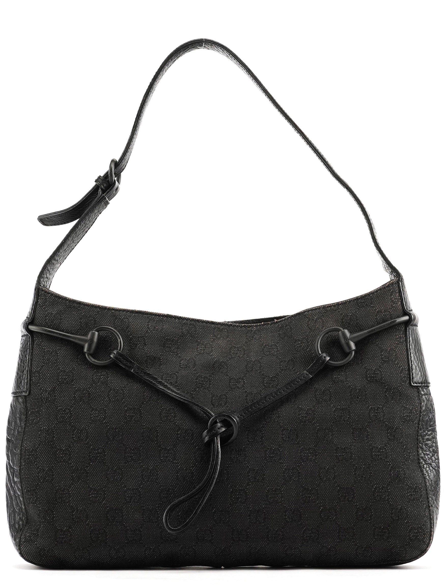 Anthracite Denim GG Horsebit Shoulder Bag