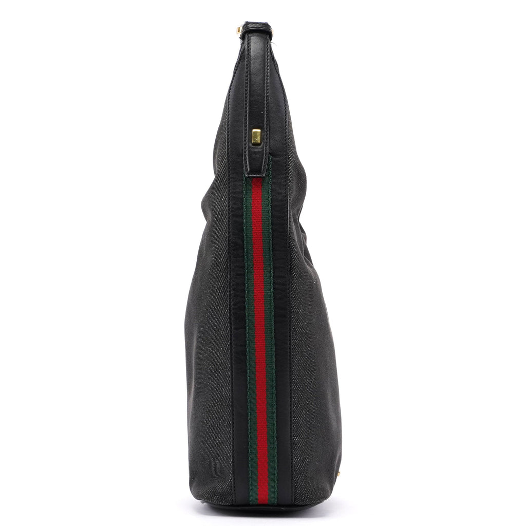 Anthracite Denim V Hobo Bag