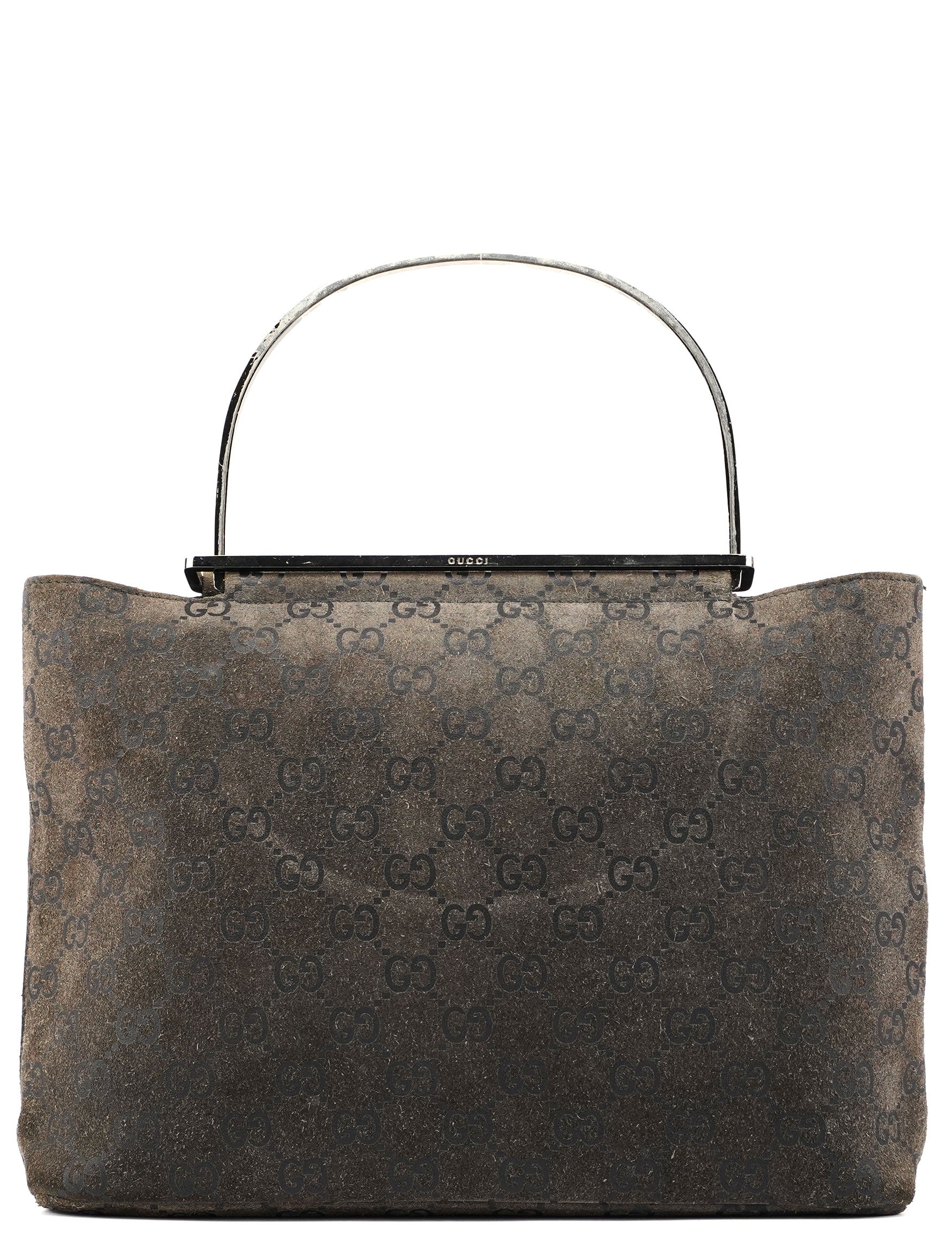 Anthracite GG Suede Metal Handle Bag