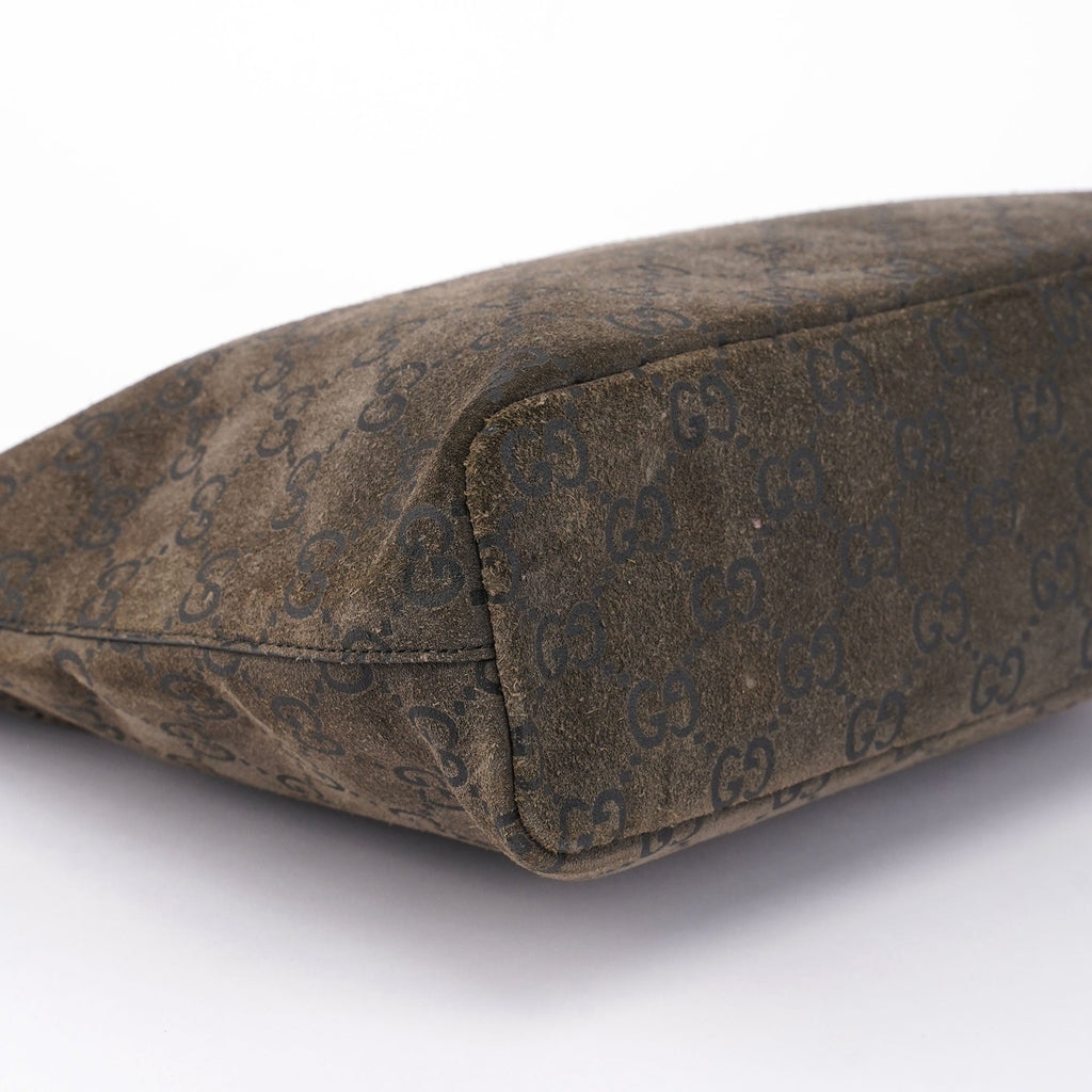 Anthracite GG Suede Metal Handle Bag