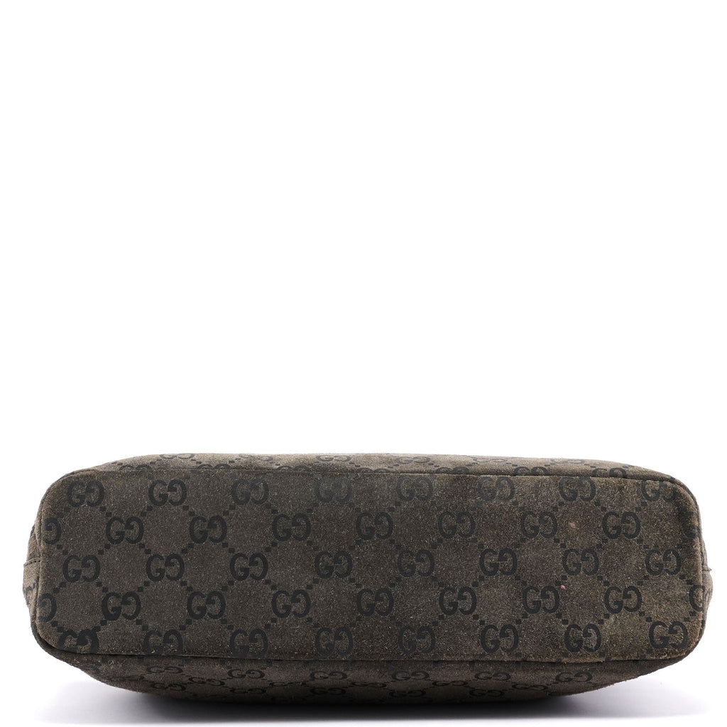 Anthracite GG Suede Metal Handle Bag
