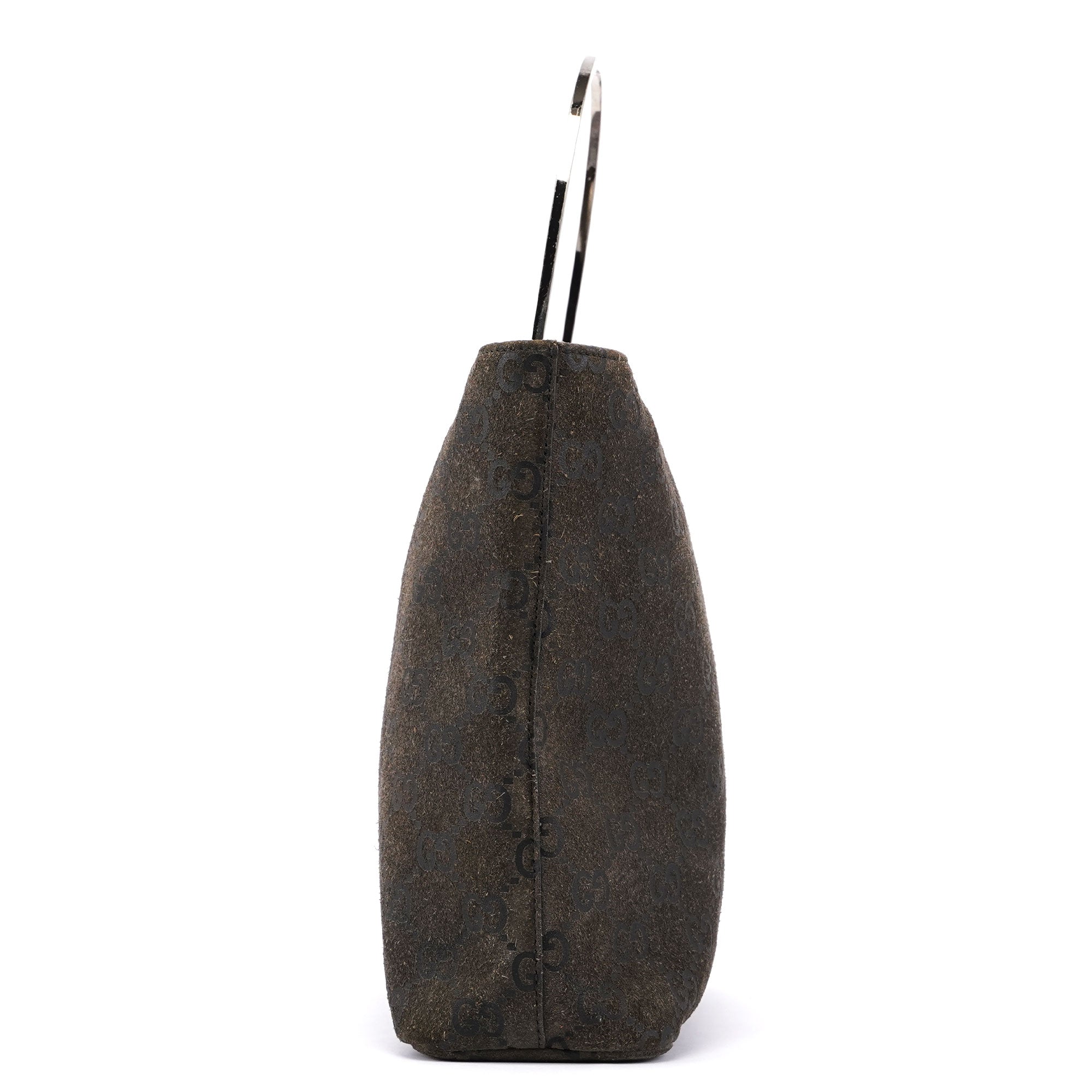 Anthracite GG Suede Metal Handle Bag