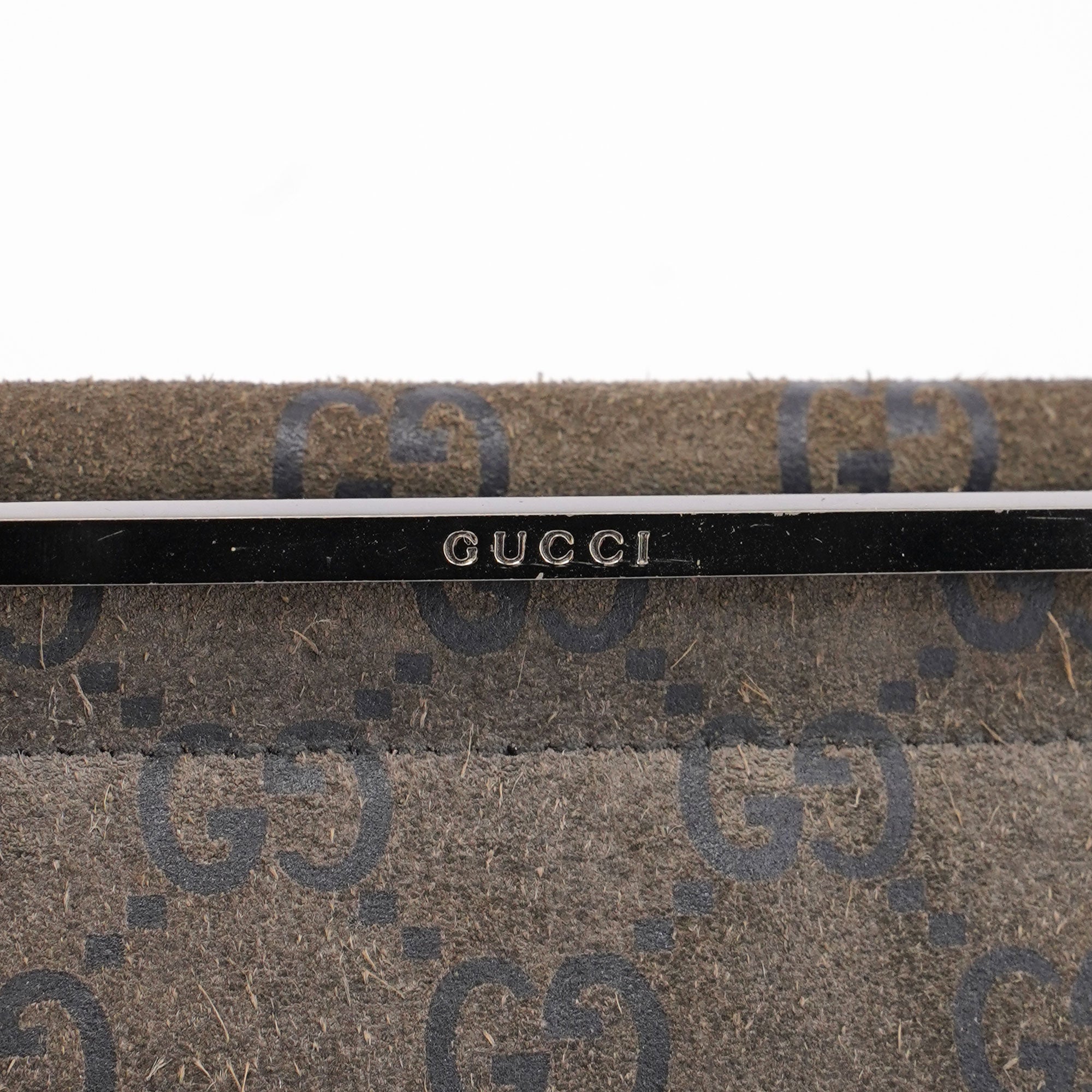 Anthracite GG Suede Metal Handle Bag