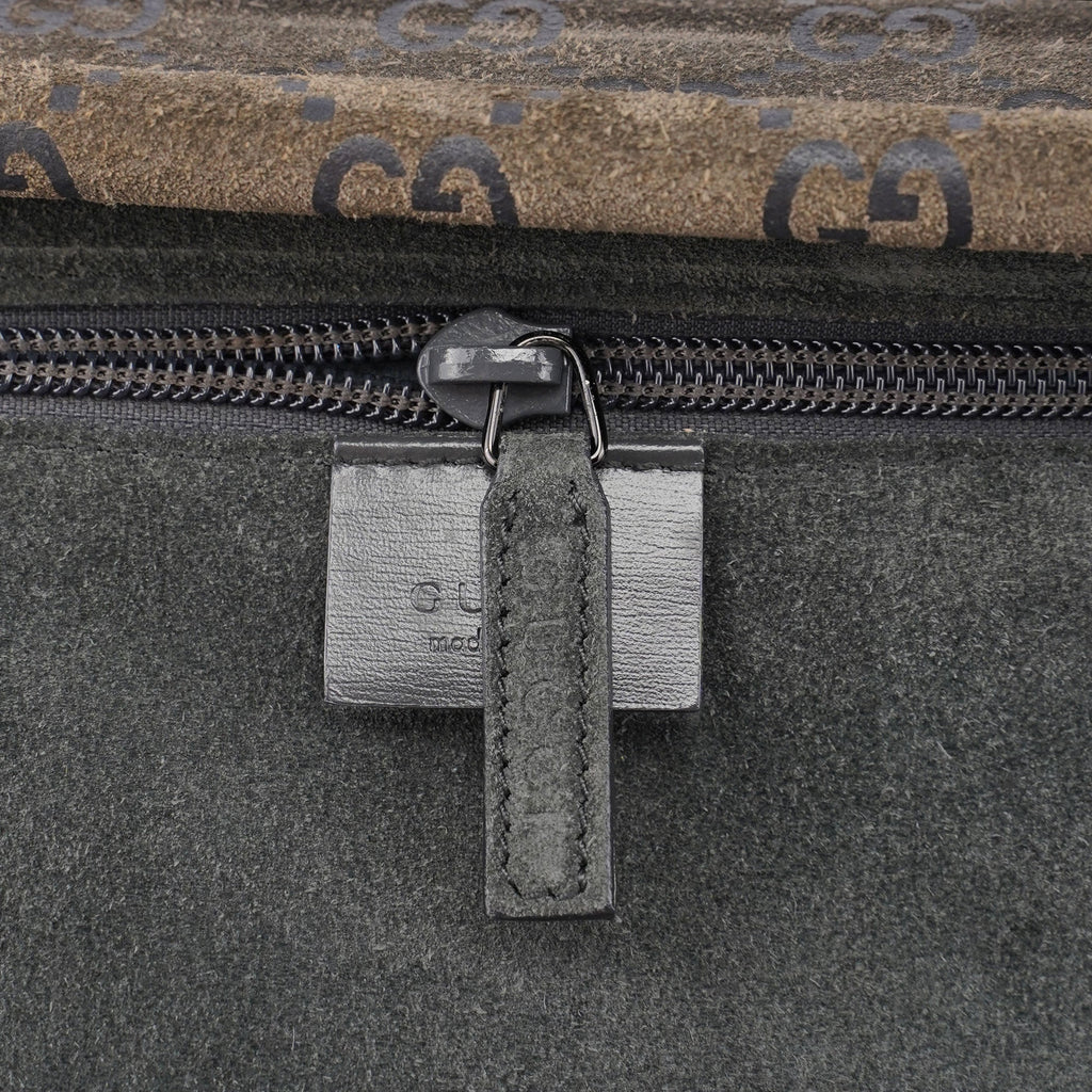 Anthracite GG Suede Metal Handle Bag
