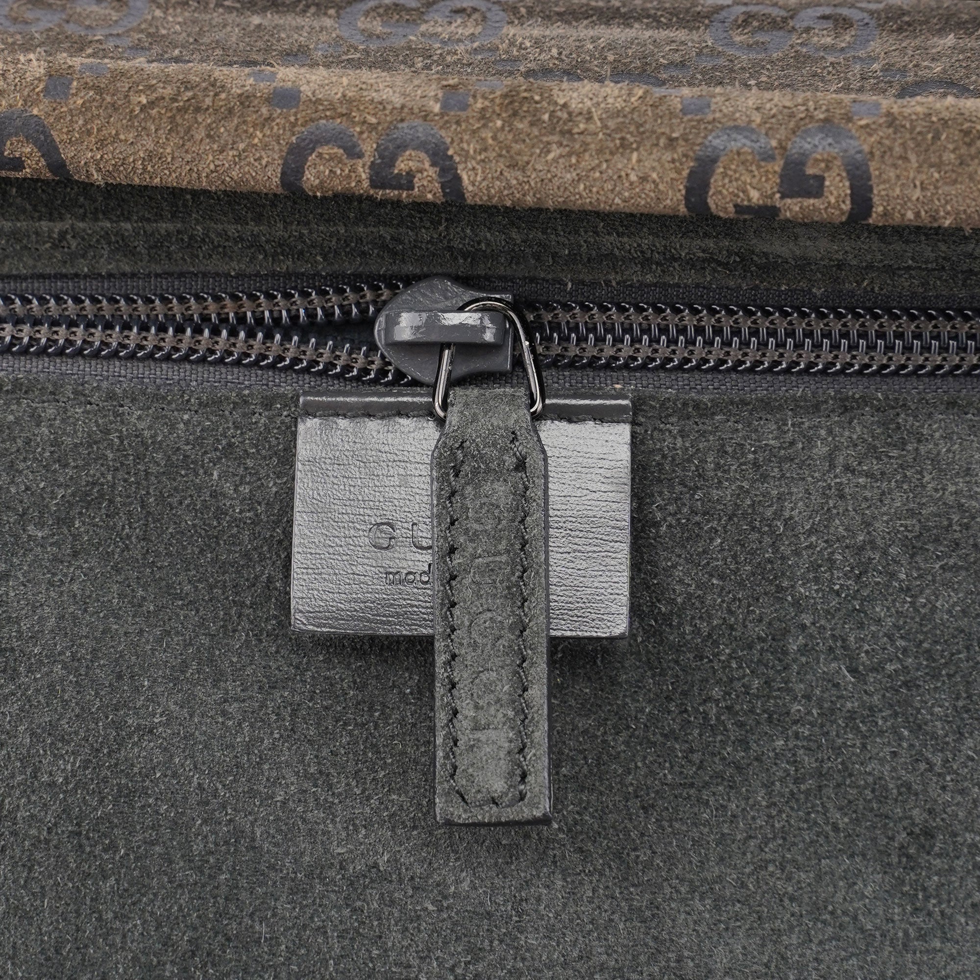 Anthracite GG Suede Metal Handle Bag