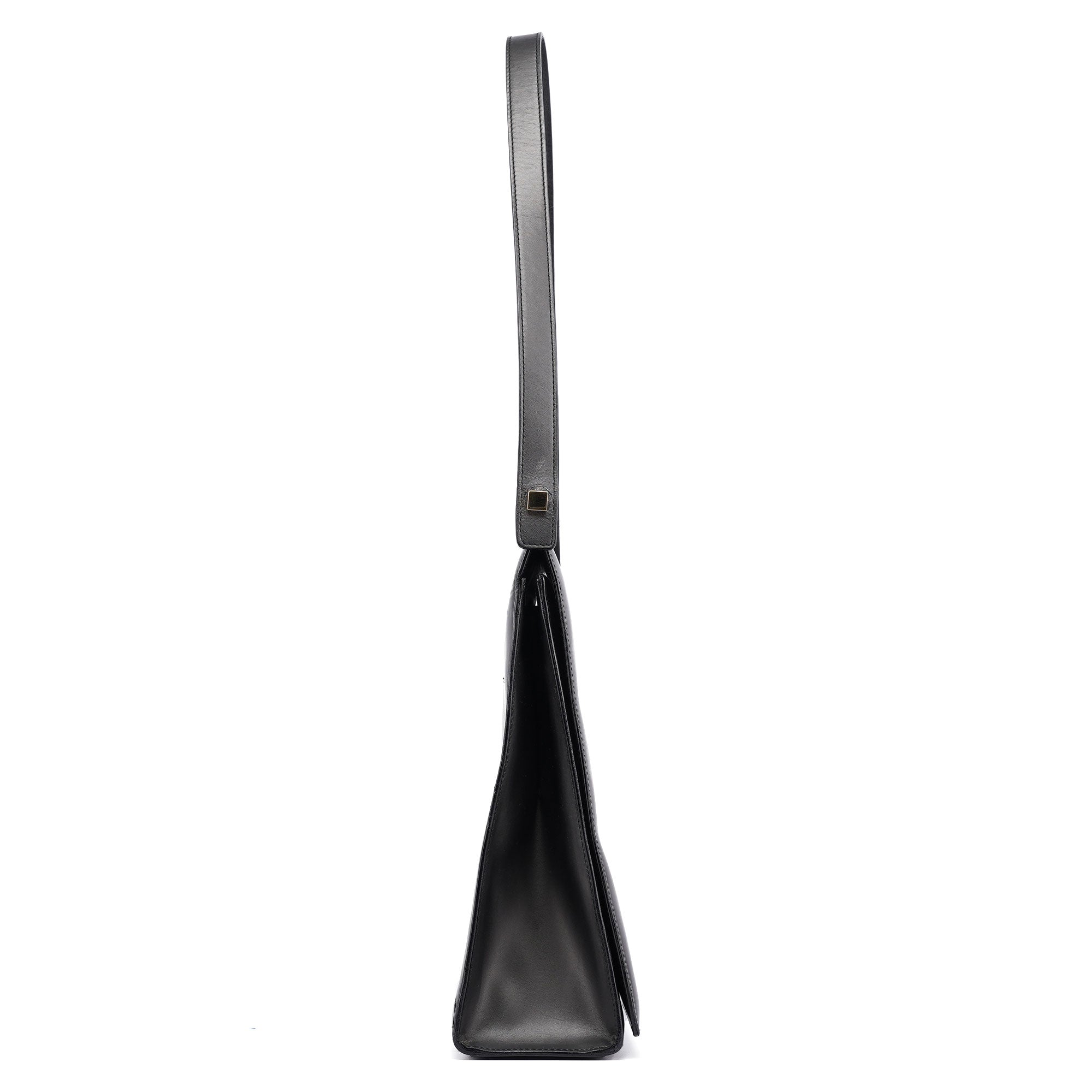 Anthracite Gold Calfskin Hobo Shoulder Bag