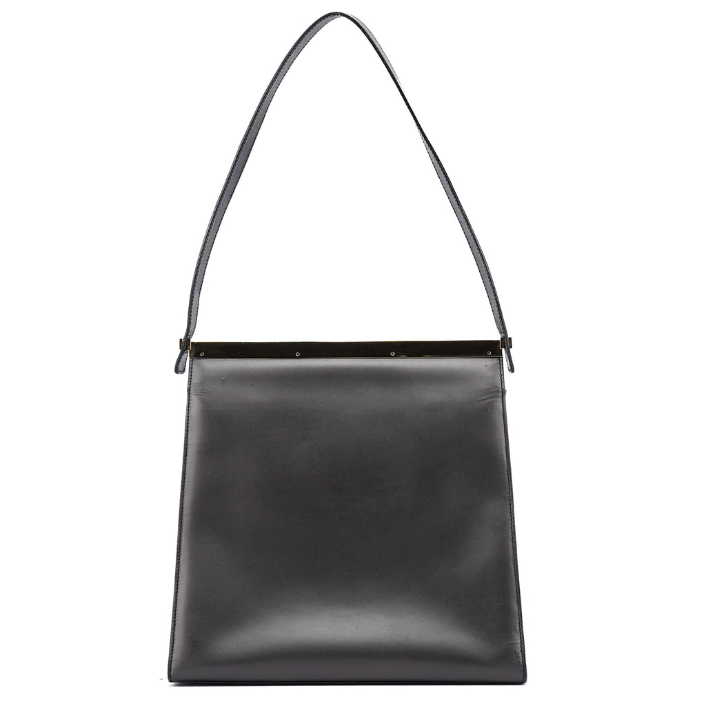 Anthracite Gold Calfskin Hobo Shoulder Bag