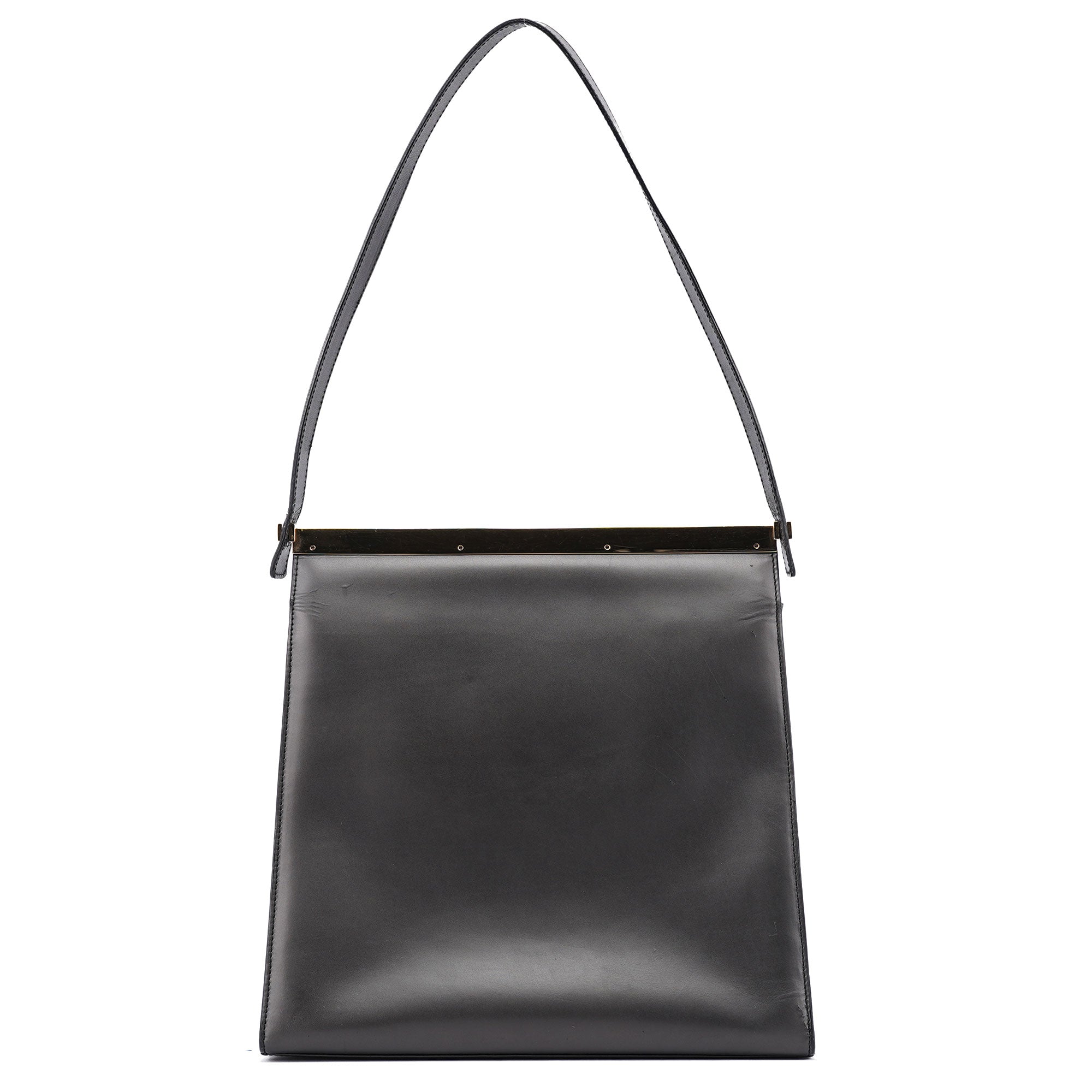 Anthracite Gold Calfskin Hobo Shoulder Bag