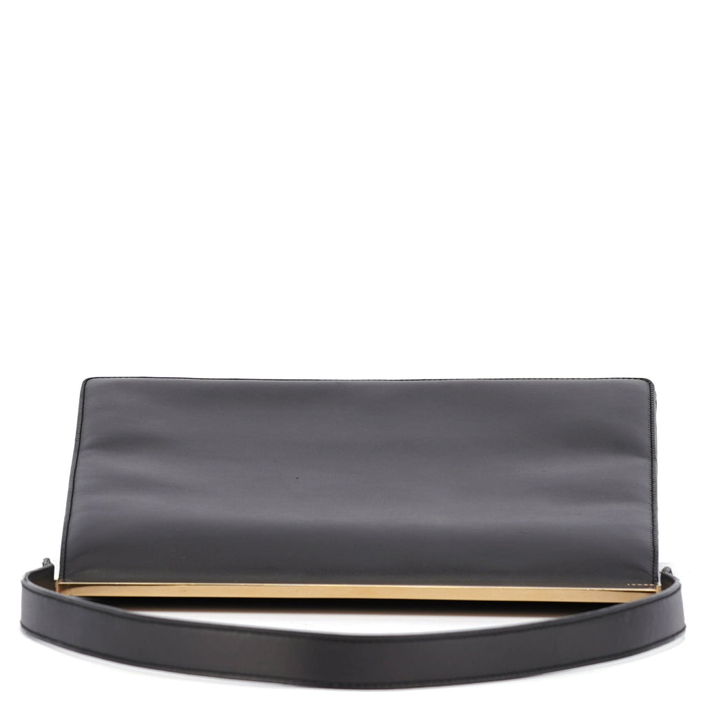 Anthracite Gold Calfskin Hobo Shoulder Bag