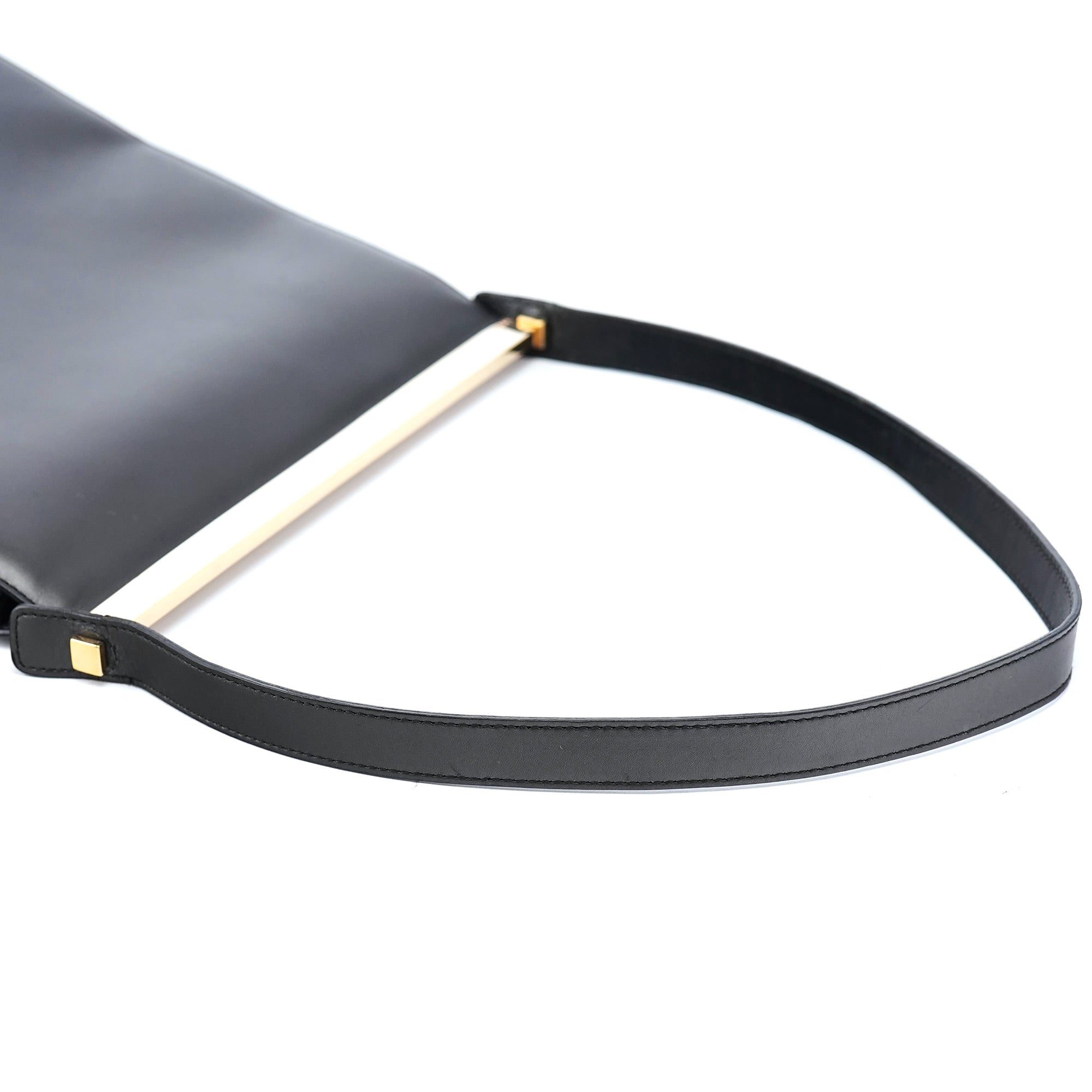 Anthracite Gold Calfskin Hobo Shoulder Bag