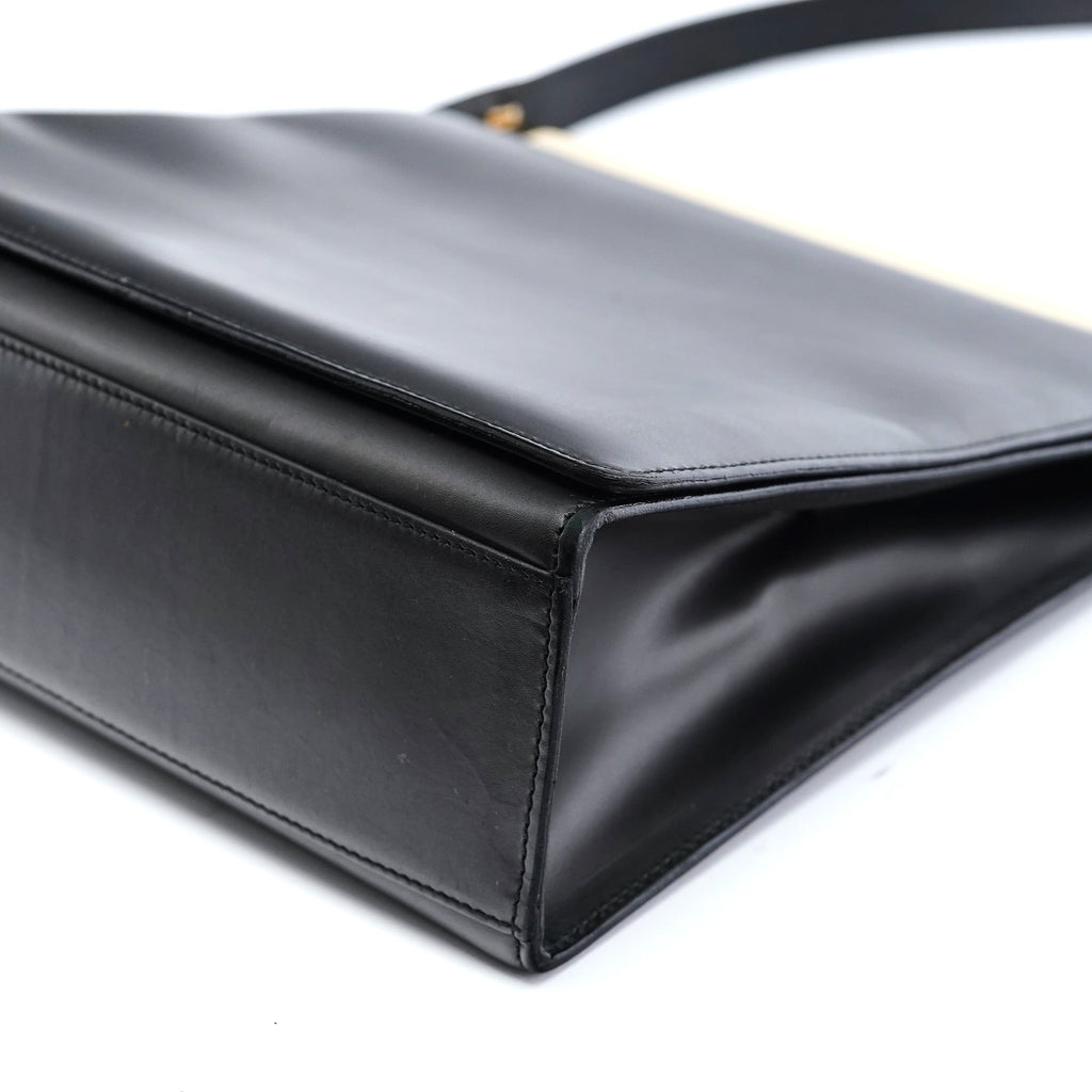 Anthracite Gold Calfskin Hobo Shoulder Bag