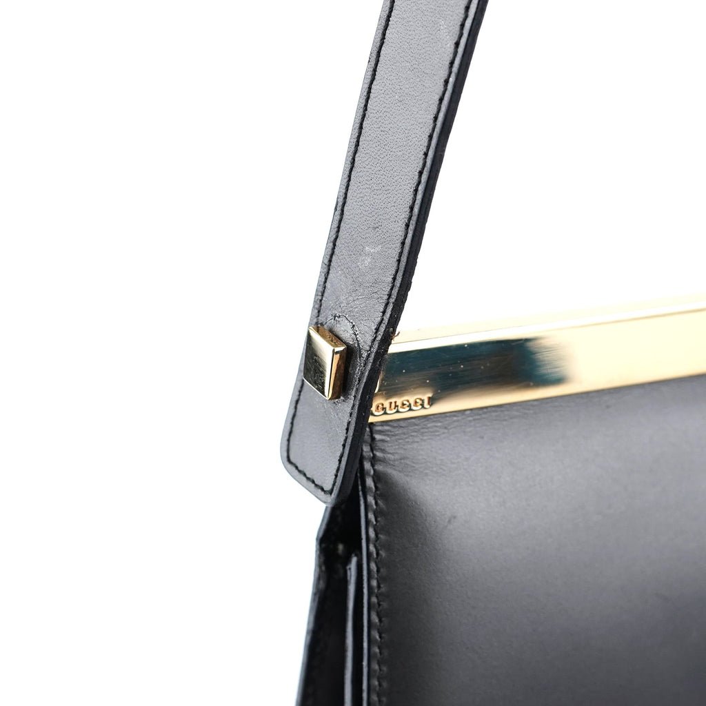 Anthracite Gold Calfskin Hobo Shoulder Bag