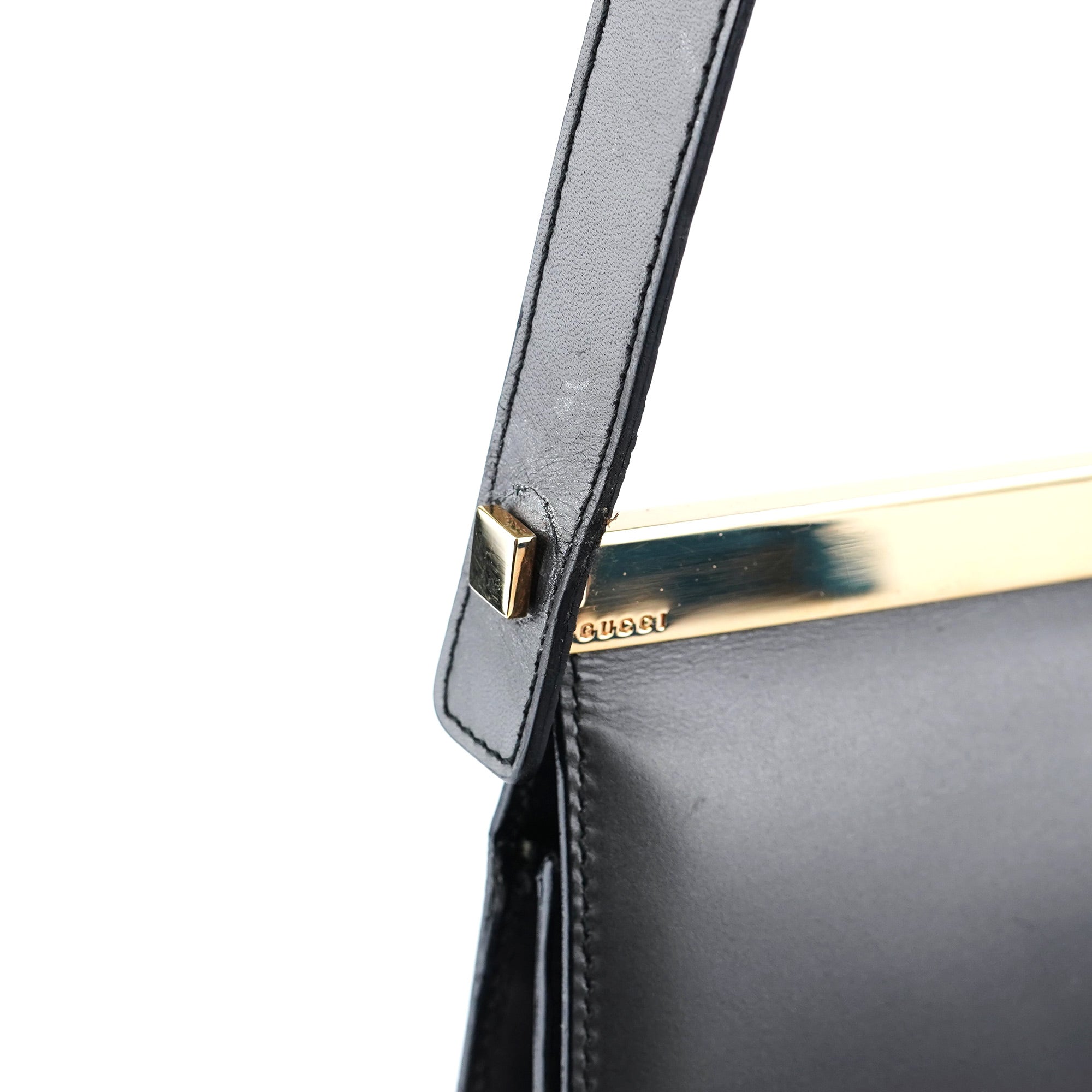 Anthracite Gold Calfskin Hobo Shoulder Bag