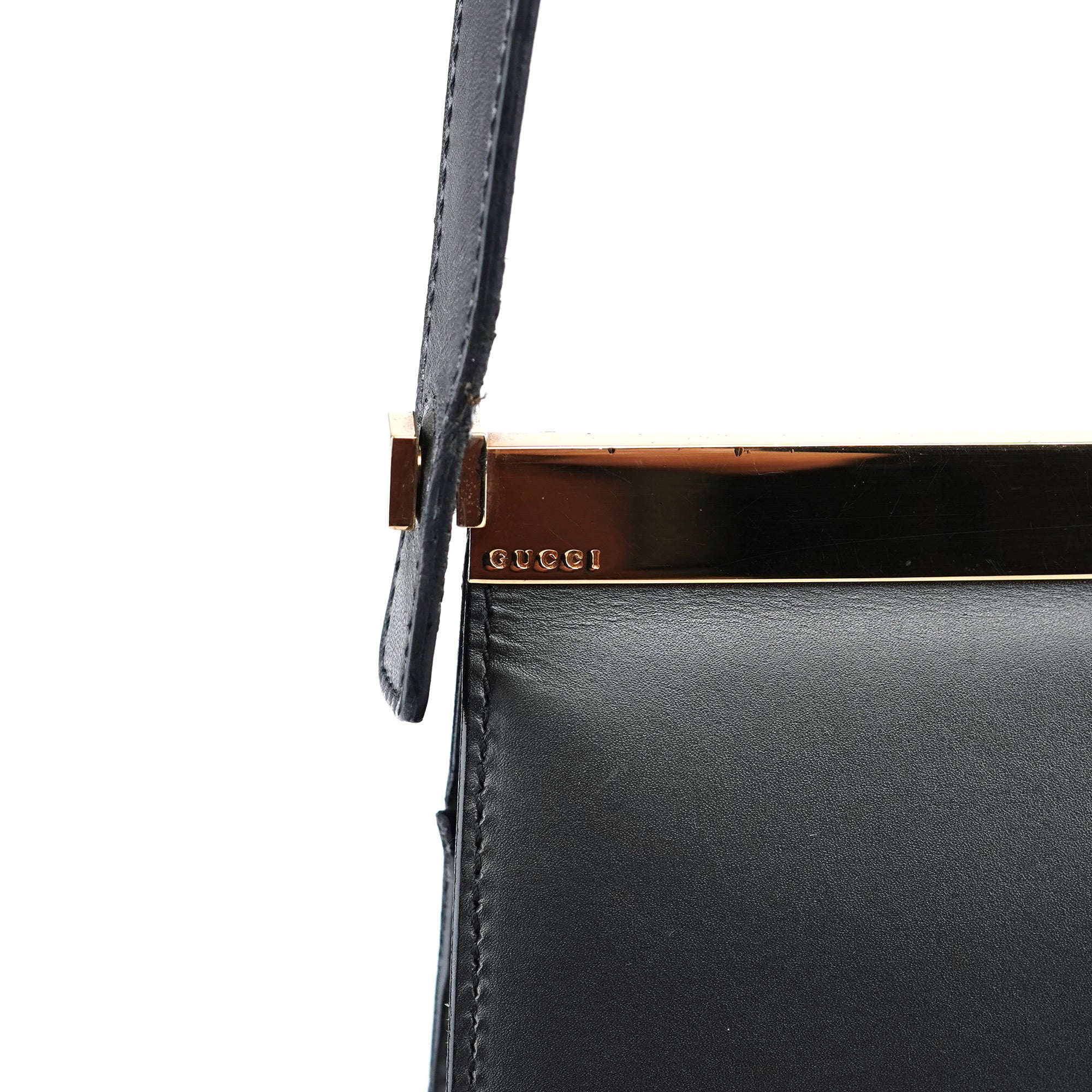 Anthracite Gold Calfskin Hobo Shoulder Bag