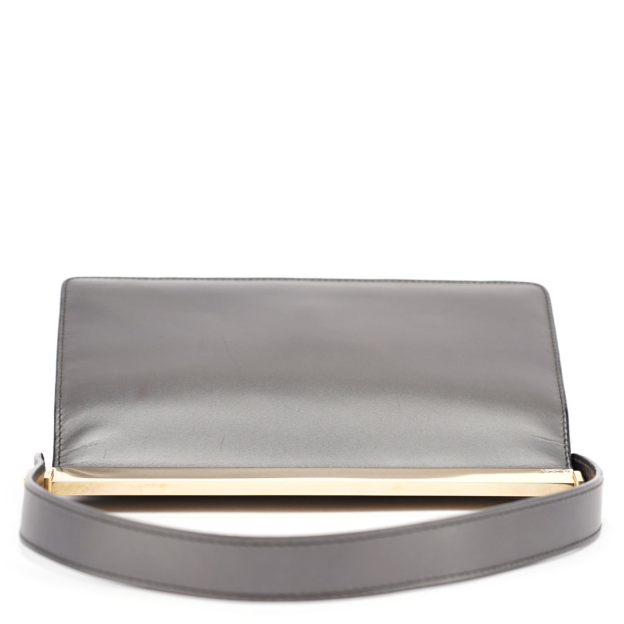 Anthracite Leather Frame Shoulder Bag