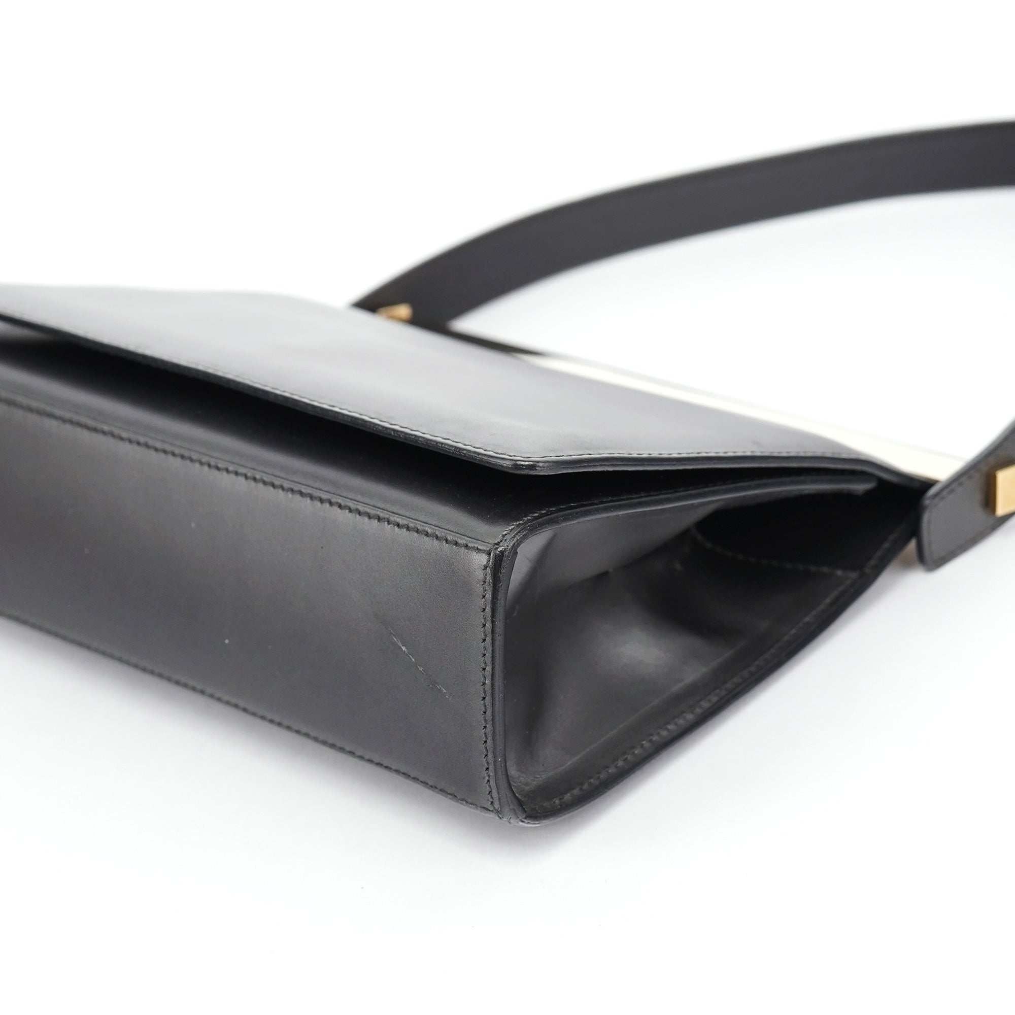 Anthracite Leather Frame Shoulder Bag