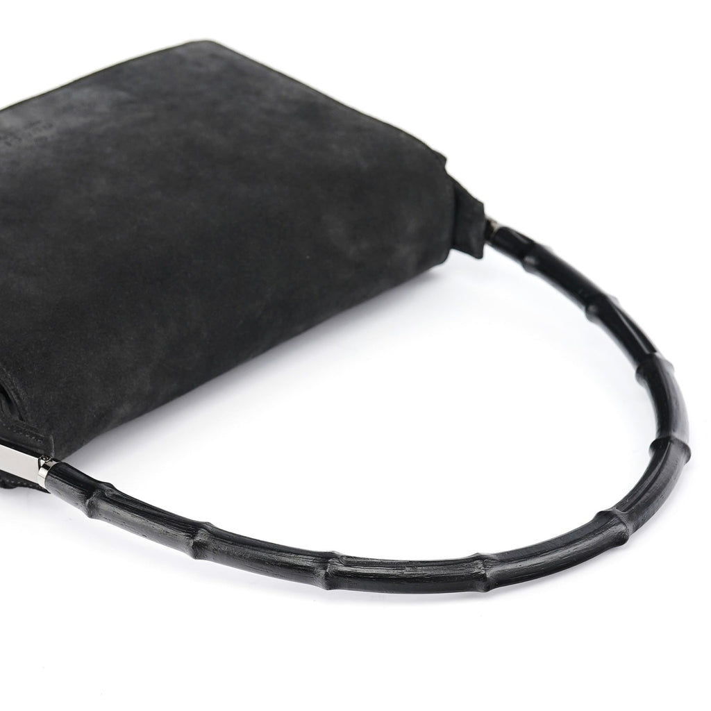 Anthracite Suede Bamboo Shoulder Bag