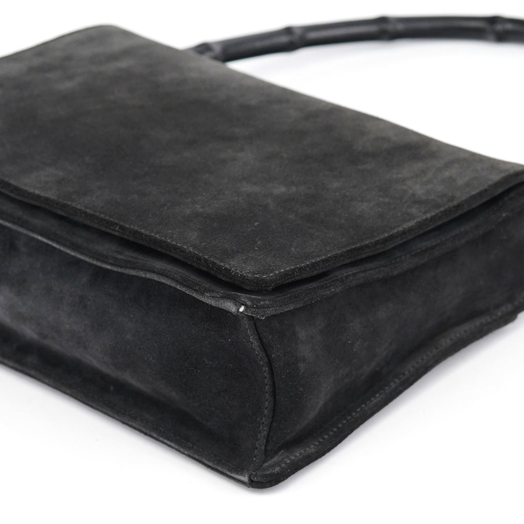 Anthracite Suede Bamboo Shoulder Bag