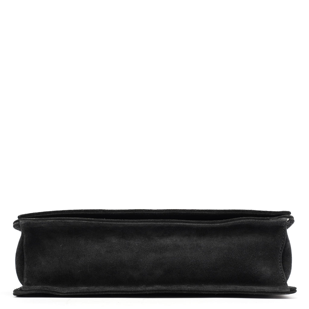 Anthracite Suede Bamboo Shoulder Bag