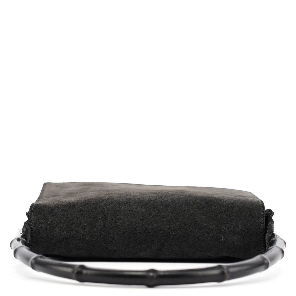 Anthracite Suede Bamboo Shoulder Bag