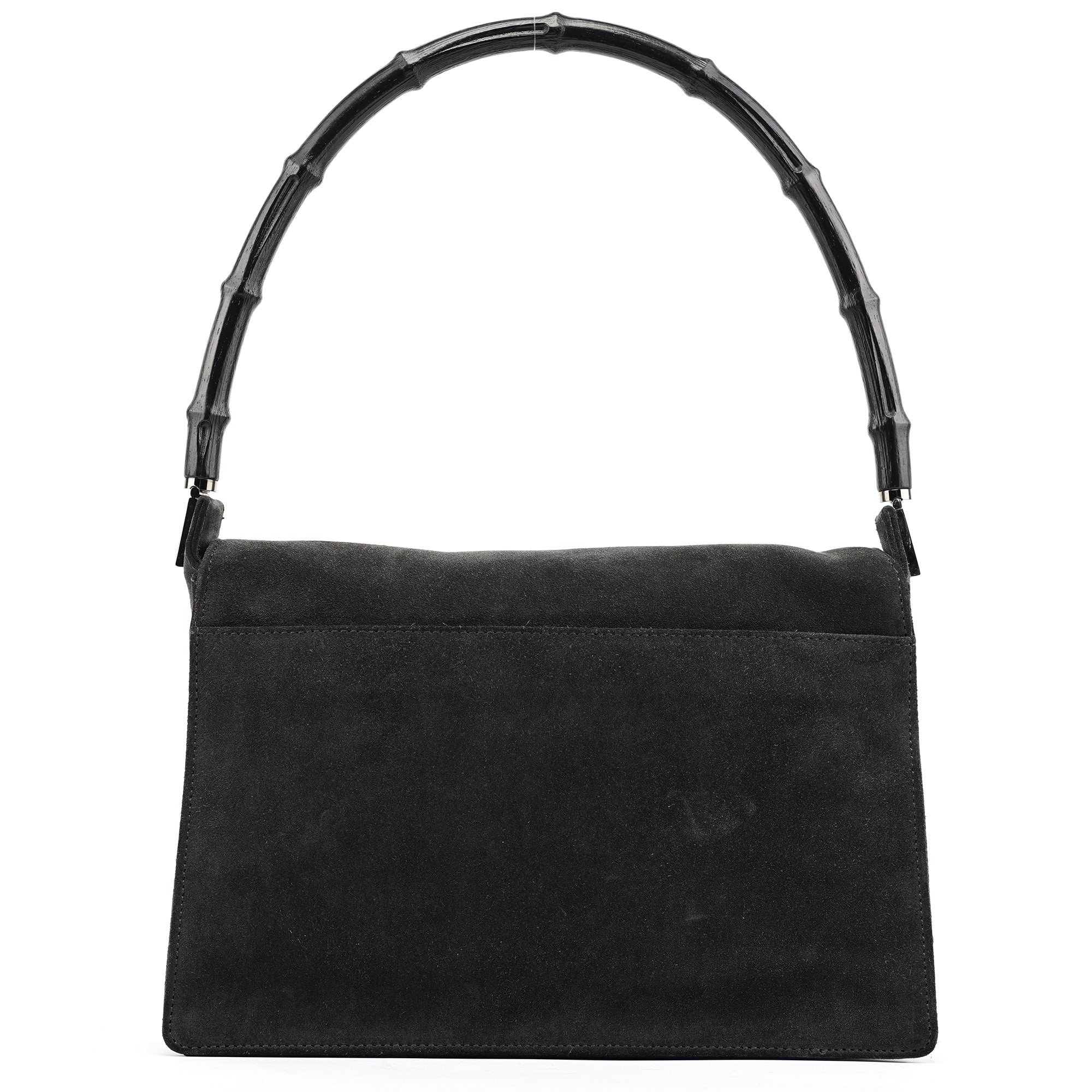 Anthracite Suede Bamboo Shoulder Bag