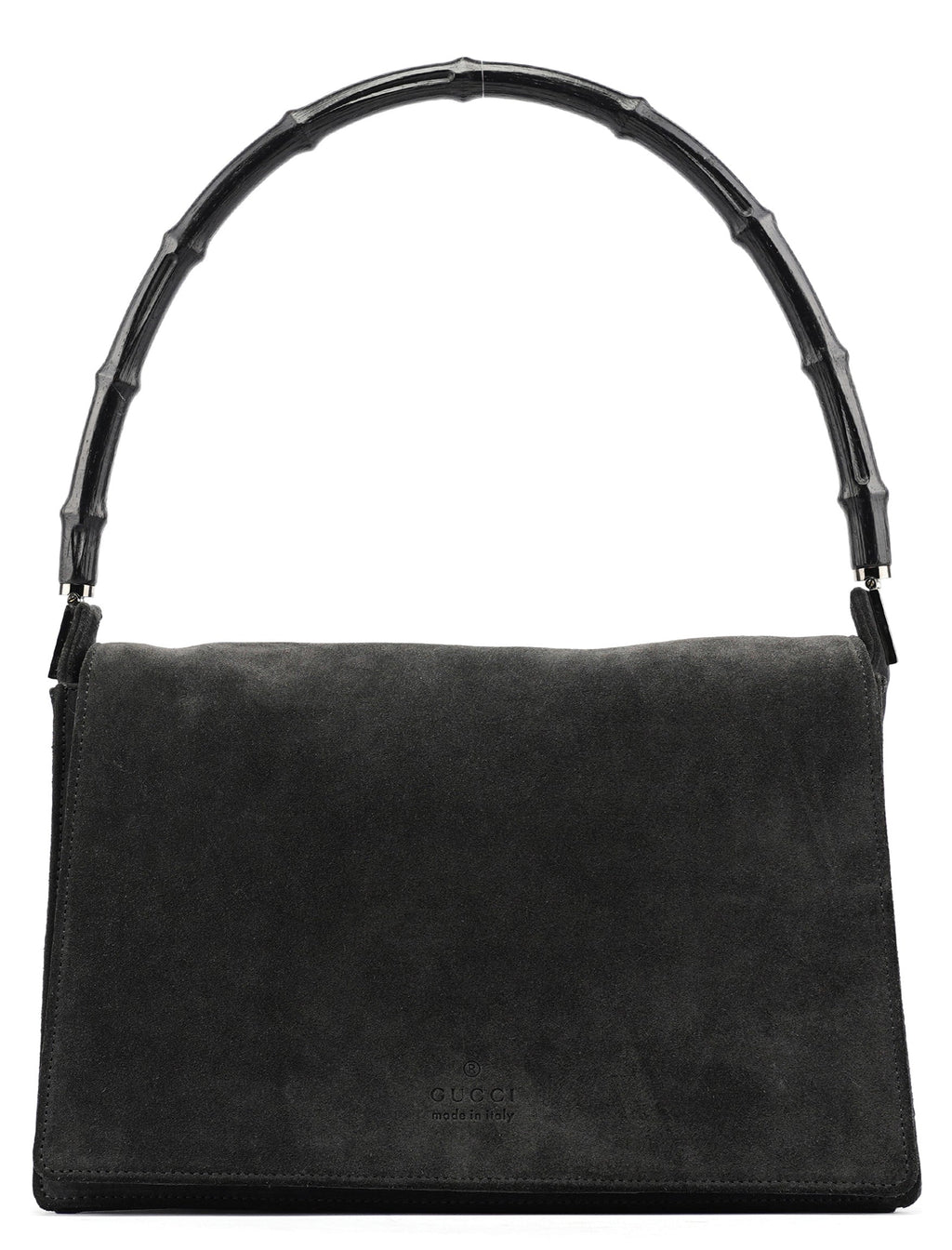 Anthracite Suede Bamboo Shoulder Bag