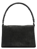Anthracite Suede Bamboo Shoulder Bag