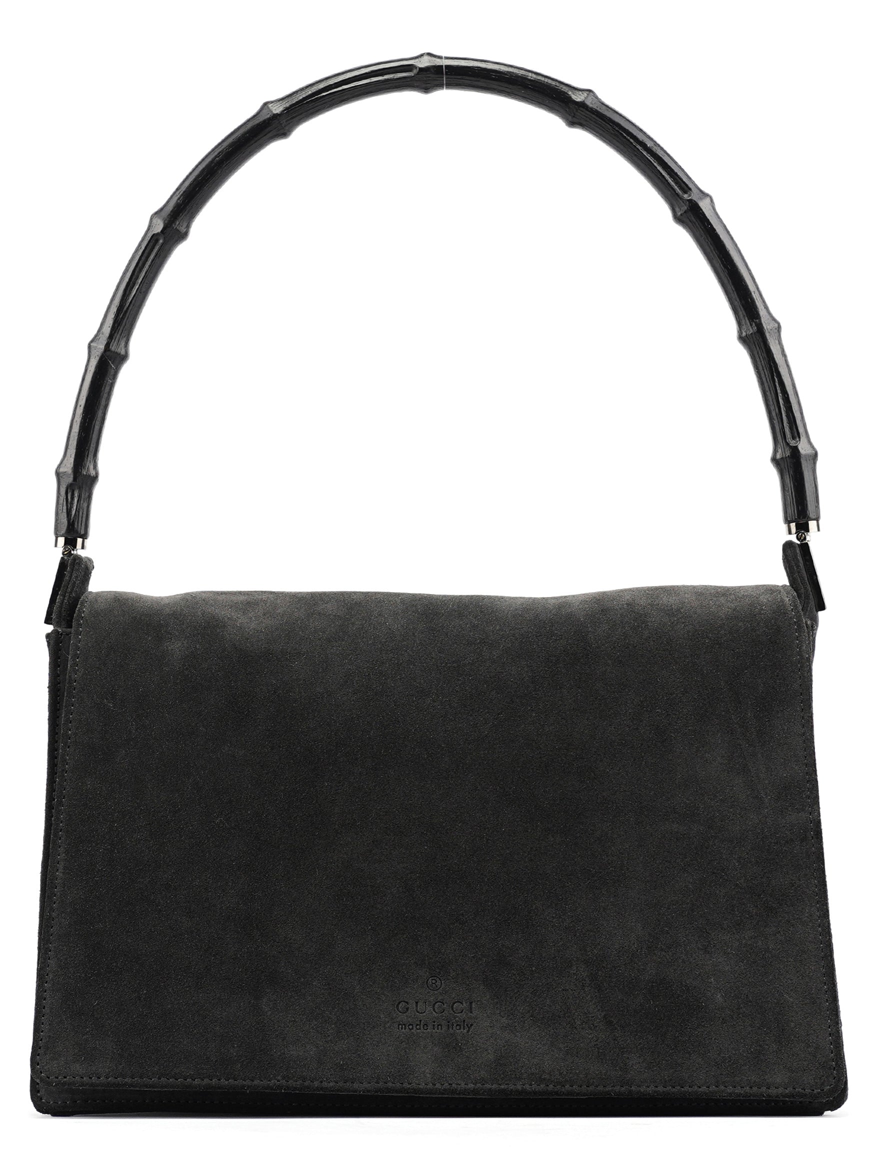 Anthracite Suede Bamboo Shoulder Bag