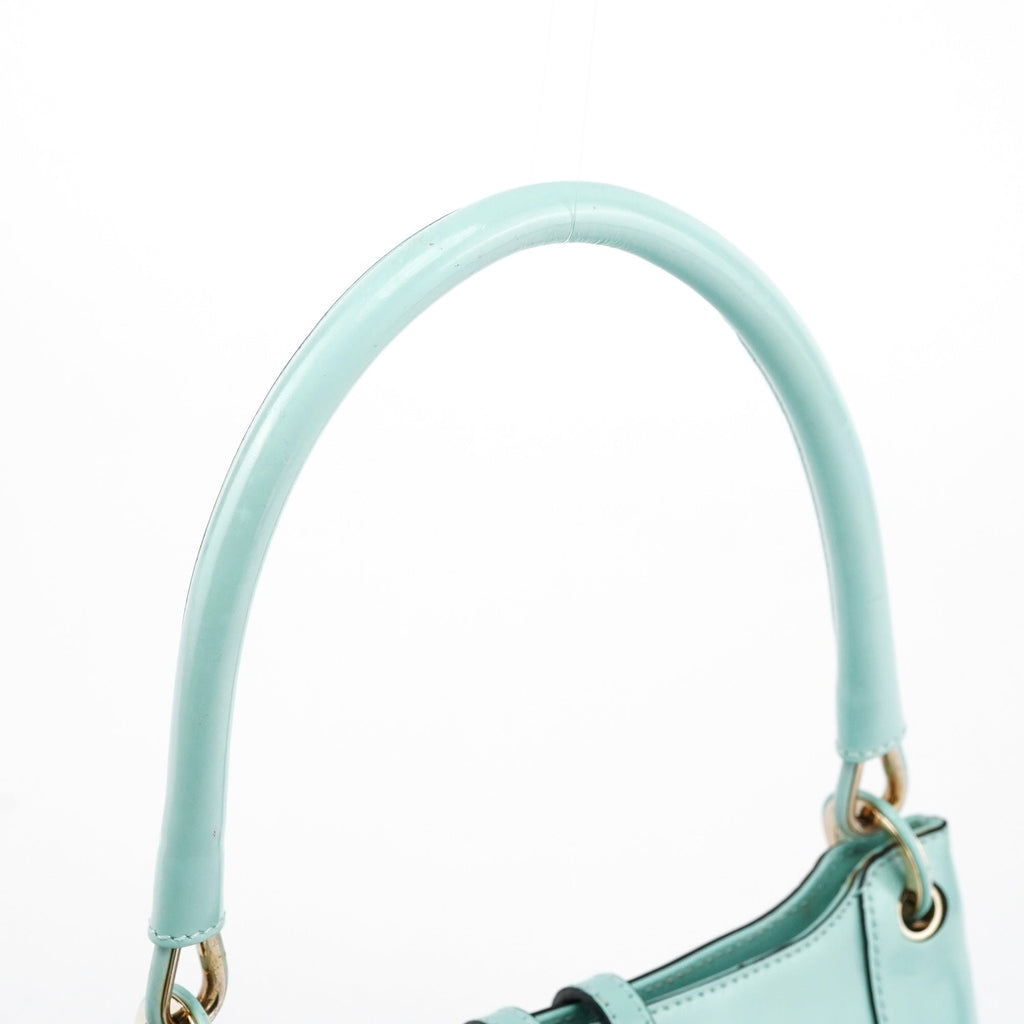 Baby Blue Patent Leather Jackie Shoulder Bag