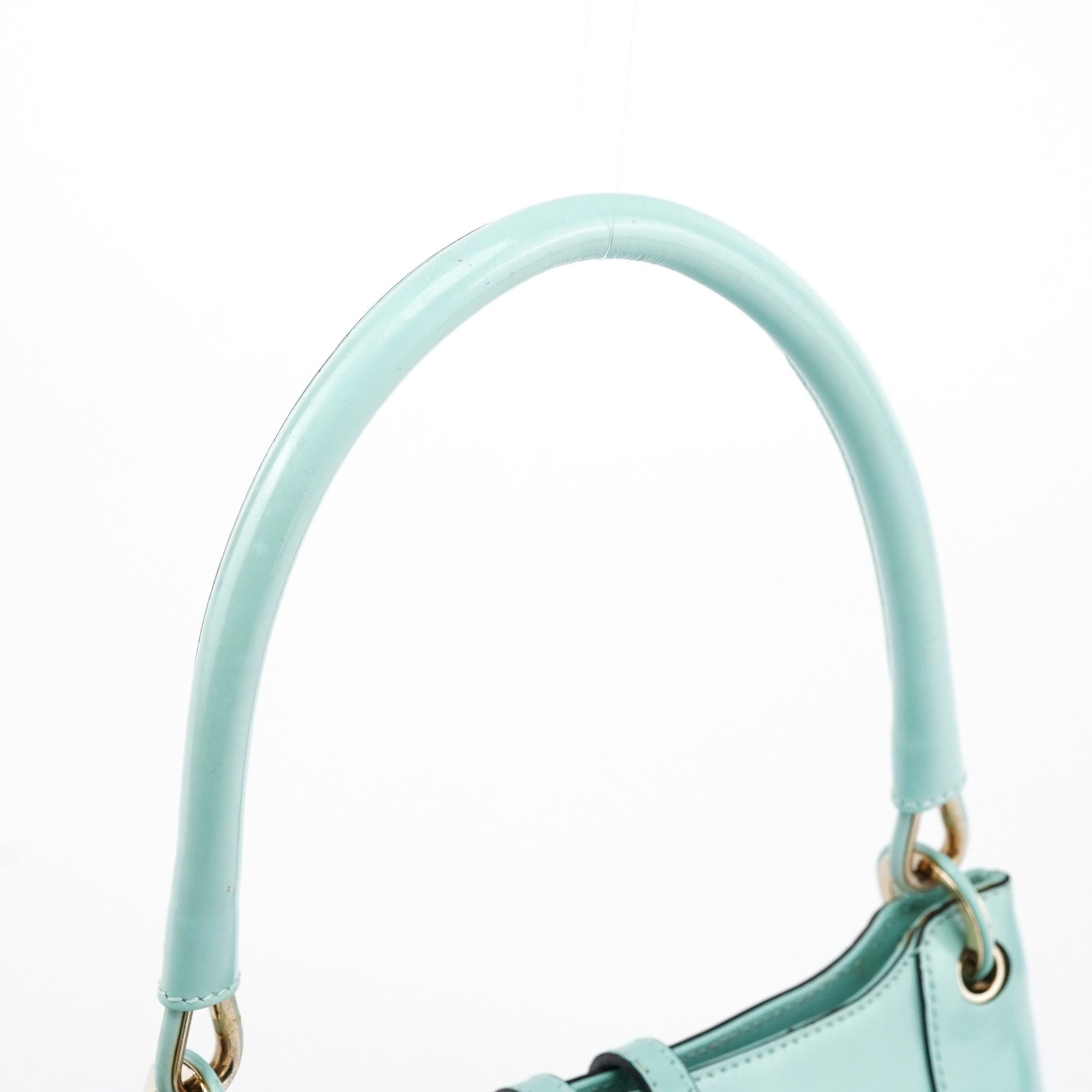 Baby Blue Patent Leather Jackie Shoulder Bag