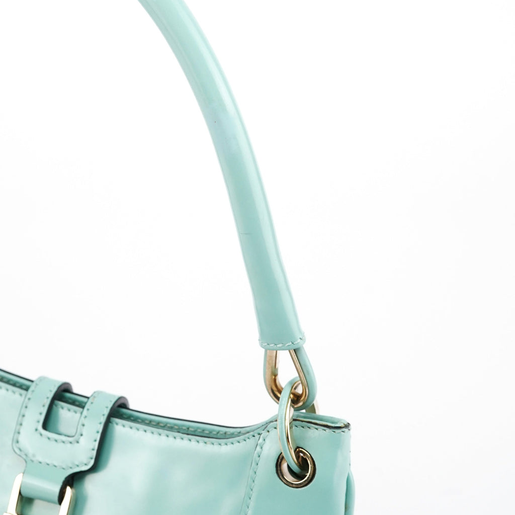 Baby Blue Patent Leather Jackie Shoulder Bag