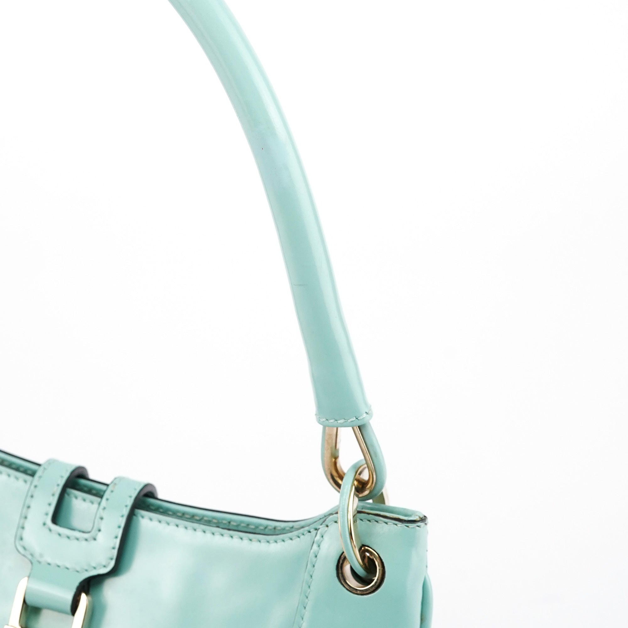 Baby Blue Patent Leather Jackie Shoulder Bag