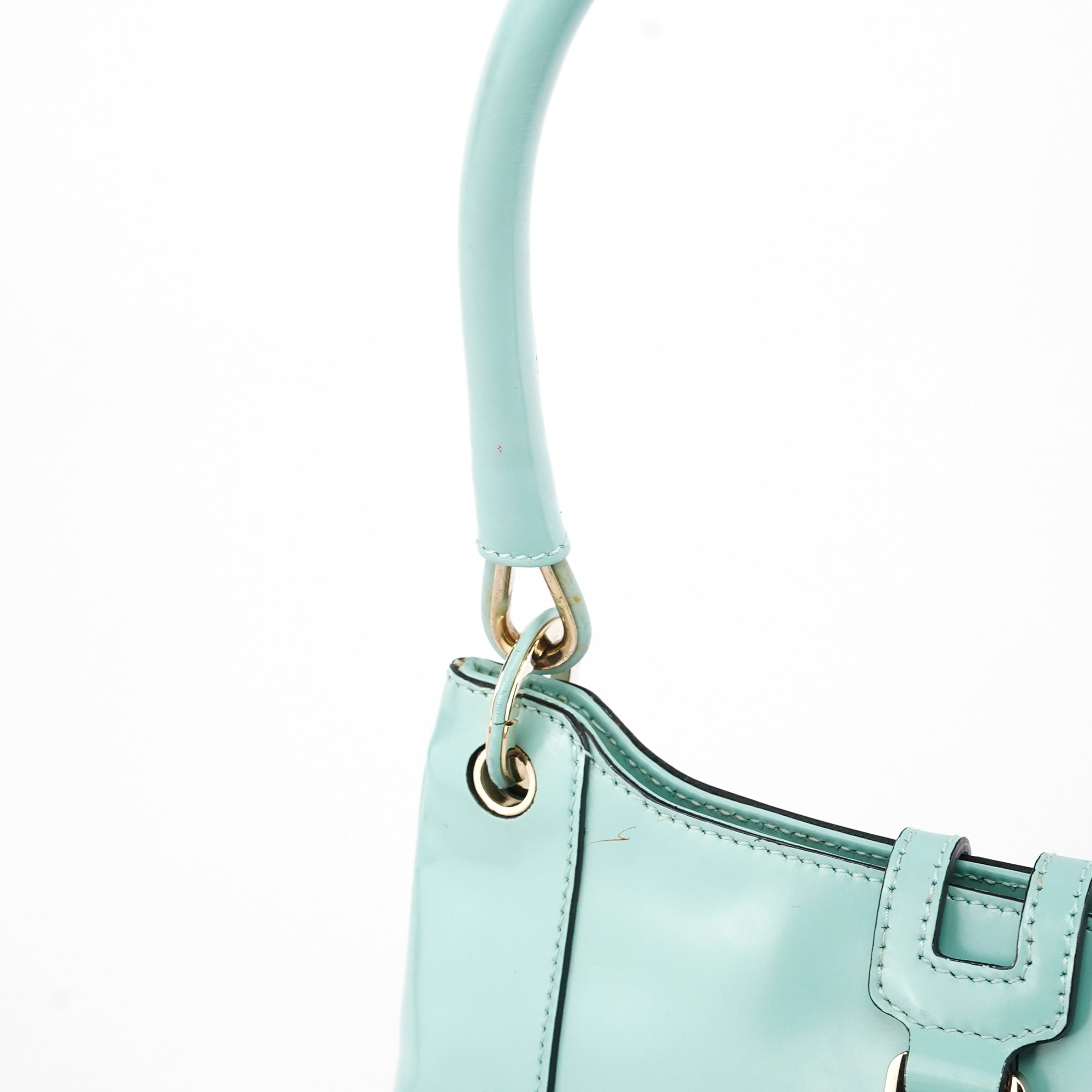 Baby Blue Patent Leather Jackie Shoulder Bag