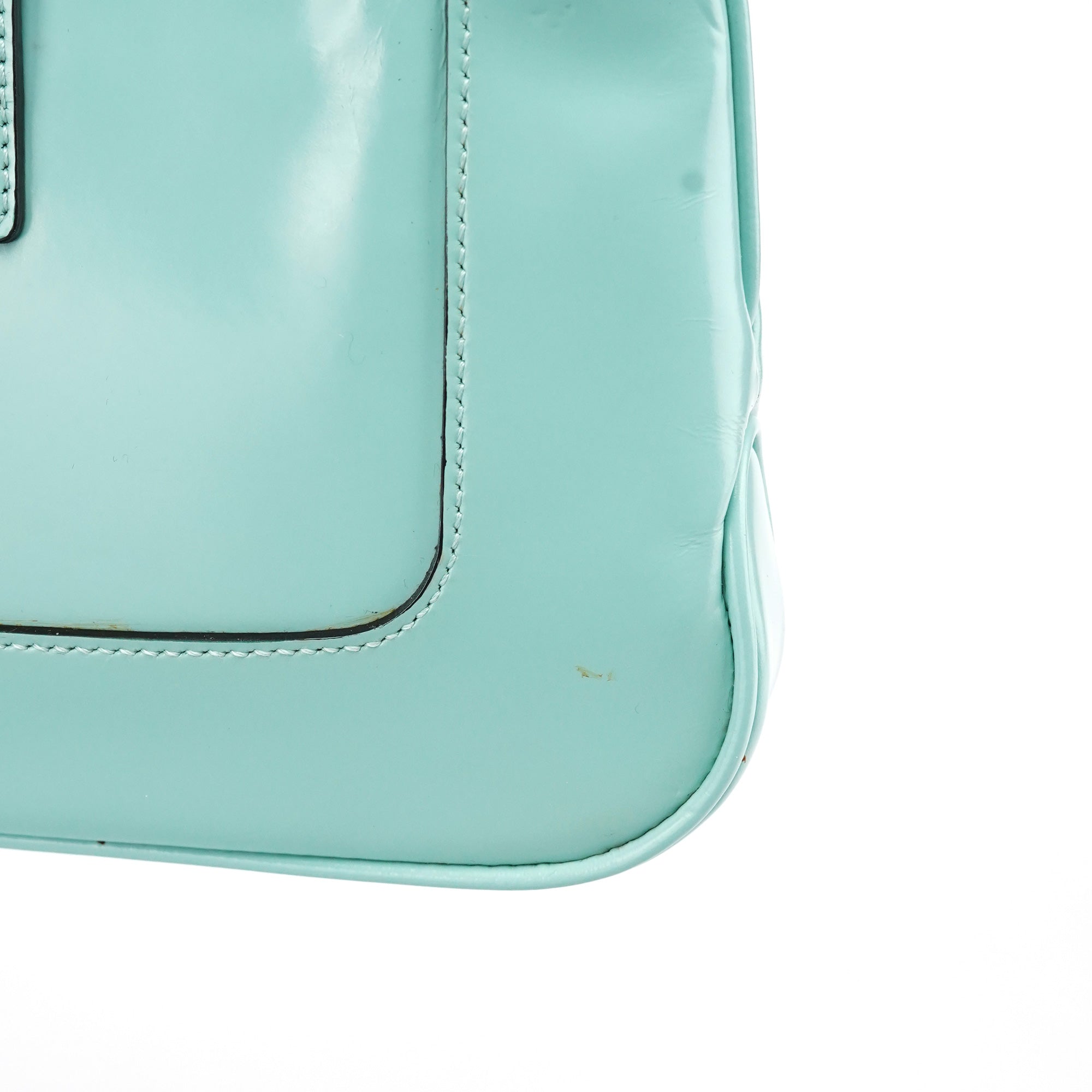 Baby Blue Patent Leather Jackie Shoulder Bag