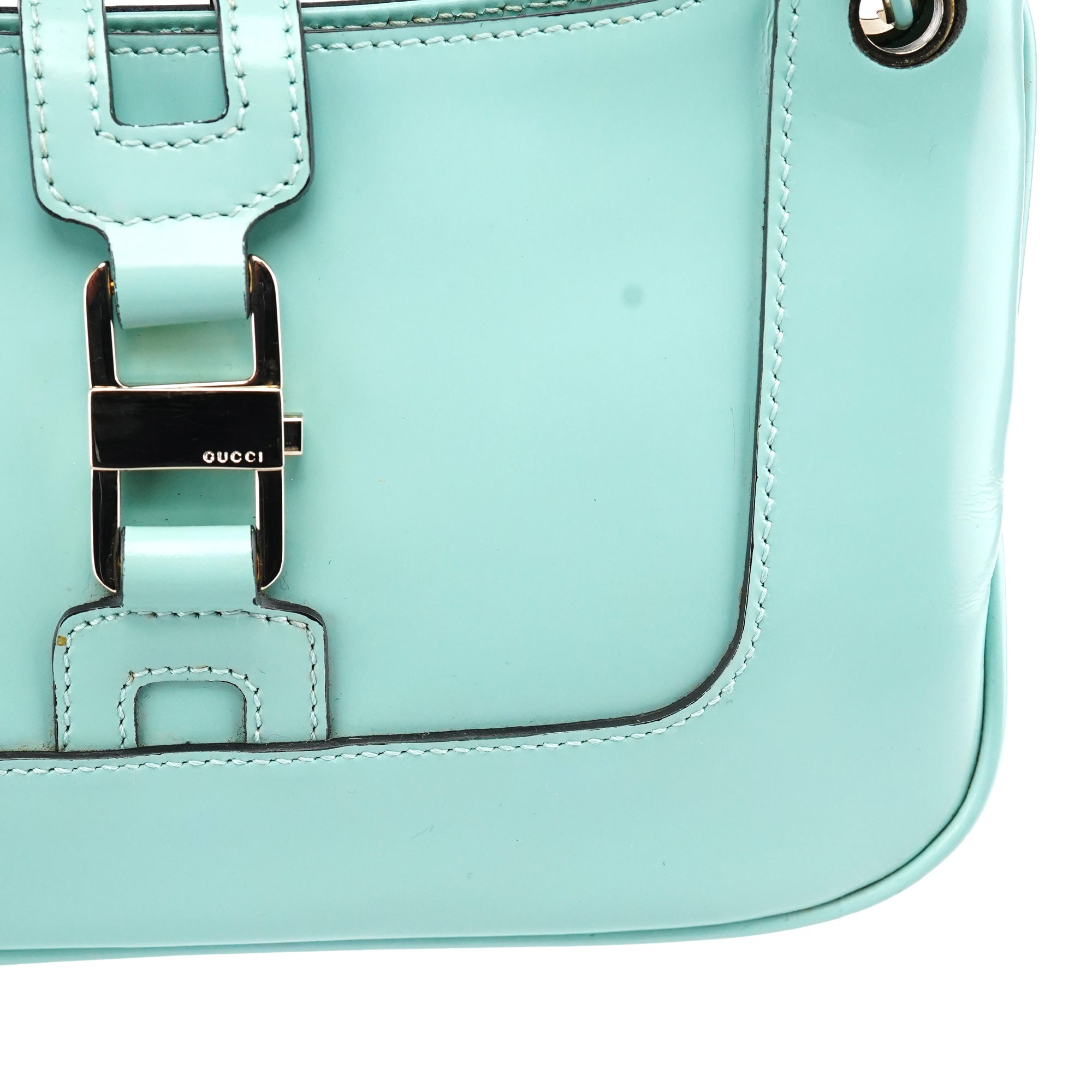 Baby Blue Patent Leather Jackie Shoulder Bag