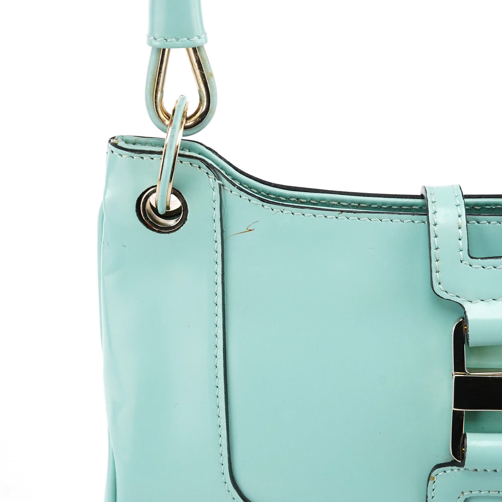 Baby Blue Patent Leather Jackie Shoulder Bag