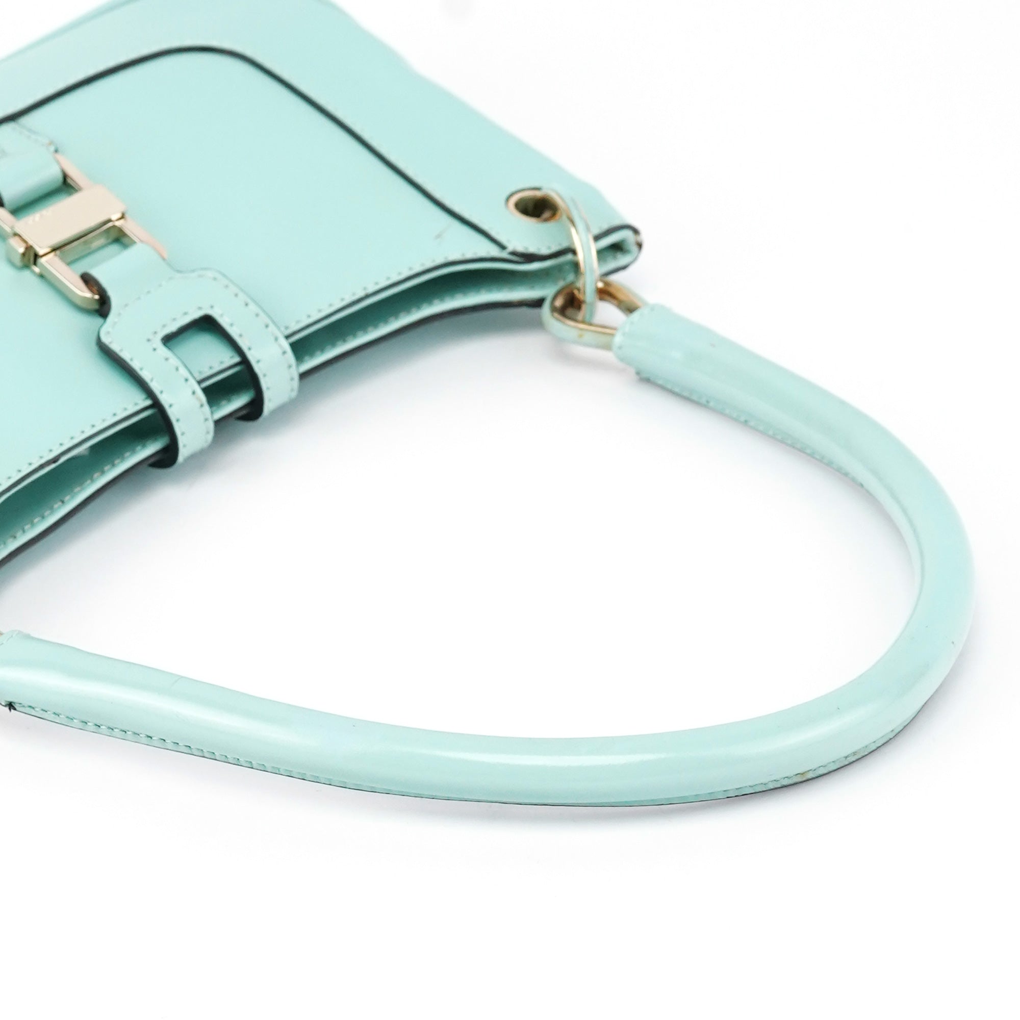 Baby Blue Patent Leather Jackie Shoulder Bag