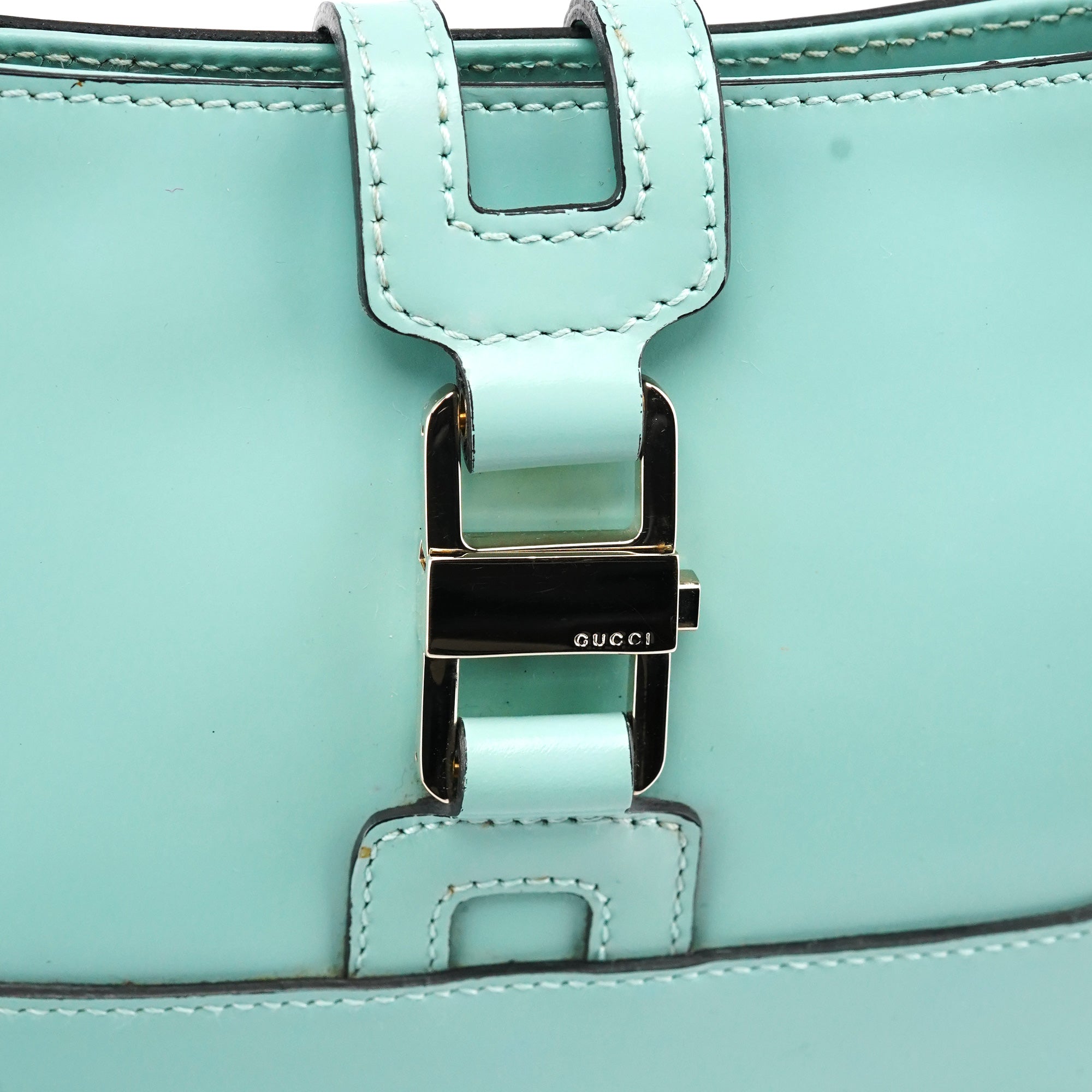 Baby Blue Patent Leather Jackie Shoulder Bag