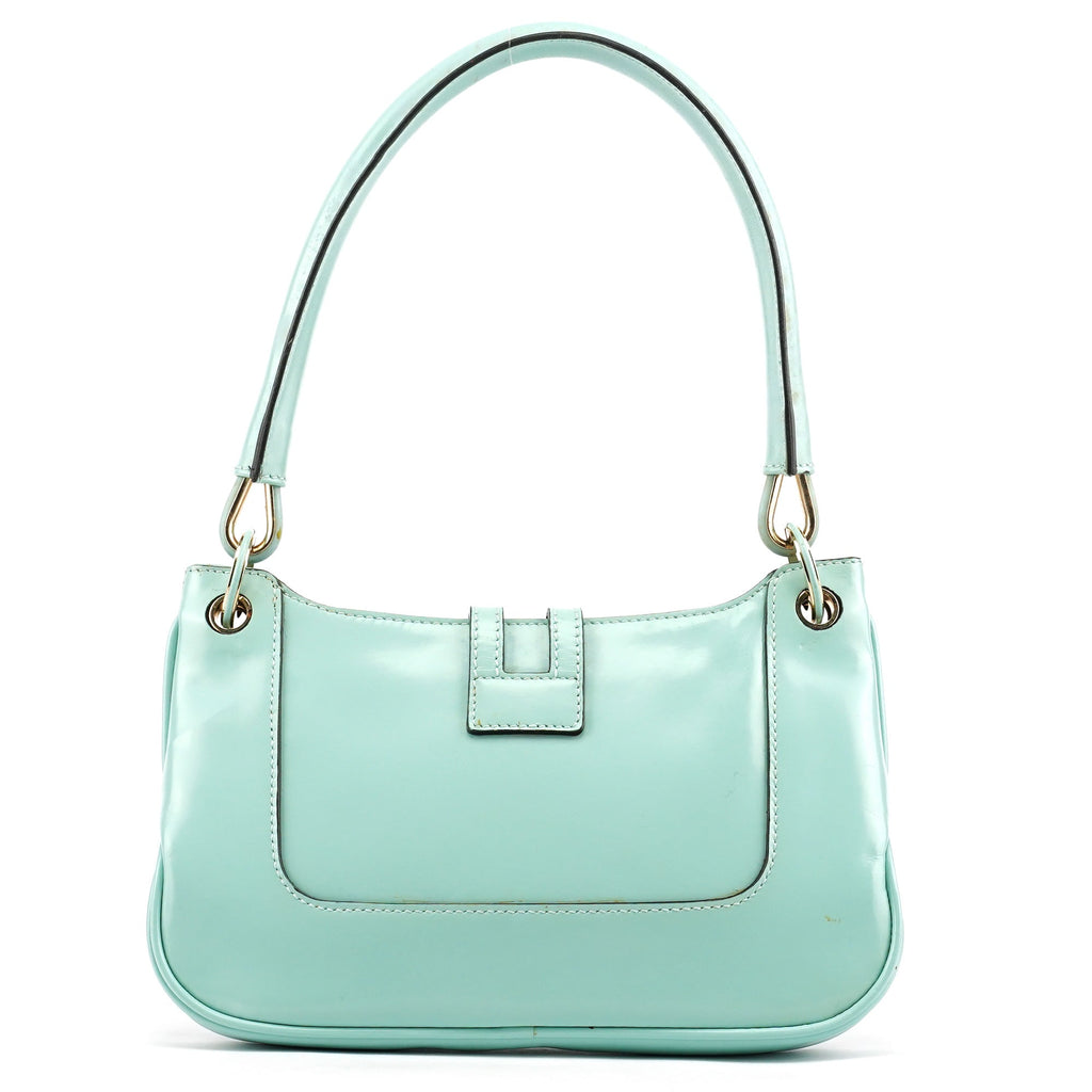 Baby Blue Patent Leather Jackie Shoulder Bag