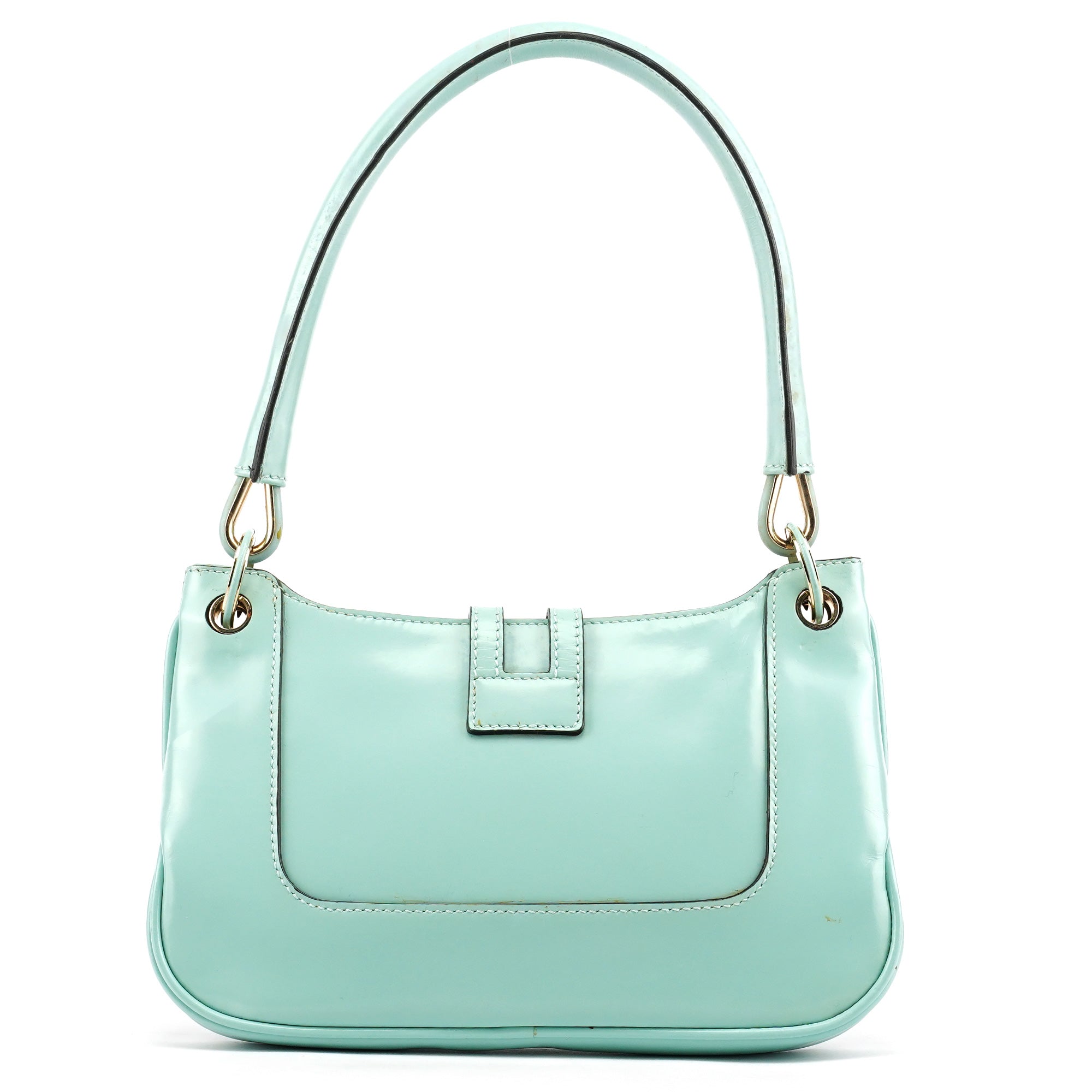 Baby Blue Patent Leather Jackie Shoulder Bag