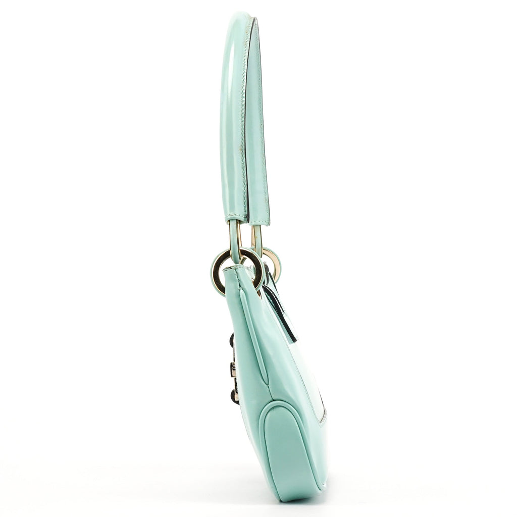 Baby Blue Patent Leather Jackie Shoulder Bag