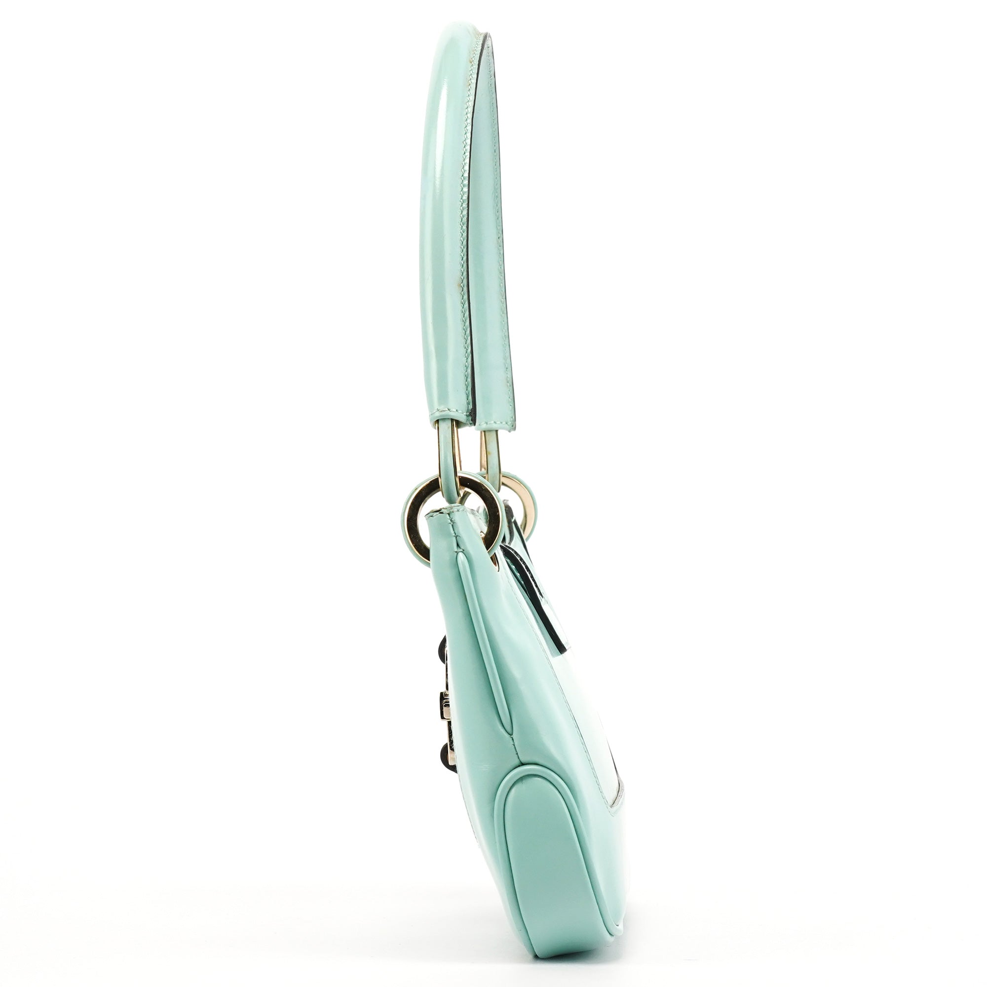 Baby Blue Patent Leather Jackie Shoulder Bag