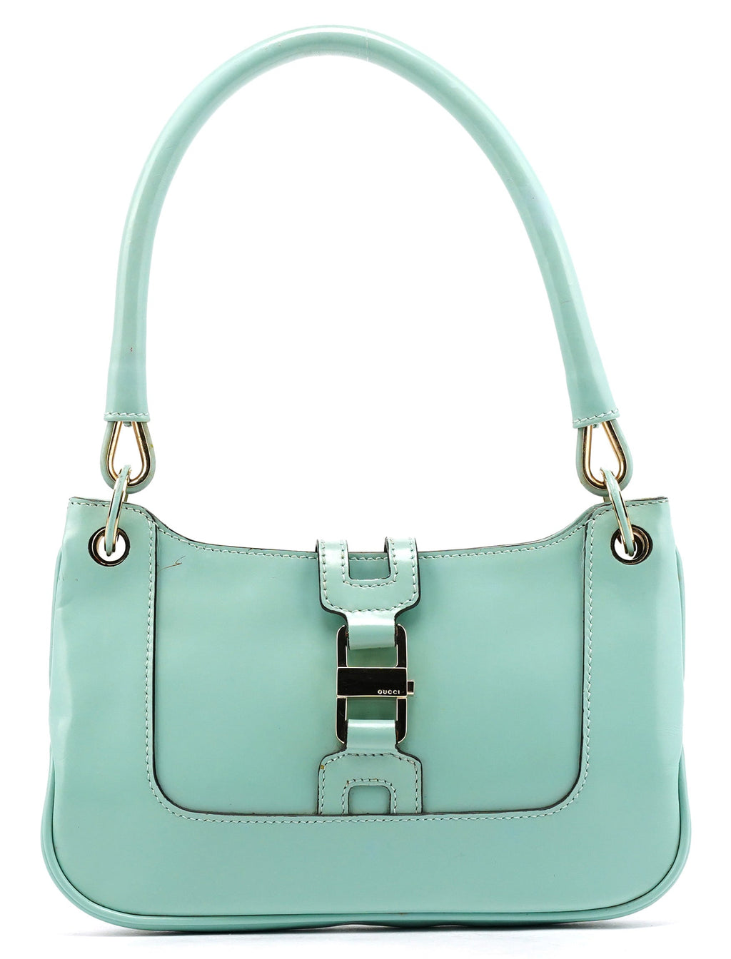 Baby Blue Patent Leather Jackie Shoulder Bag
