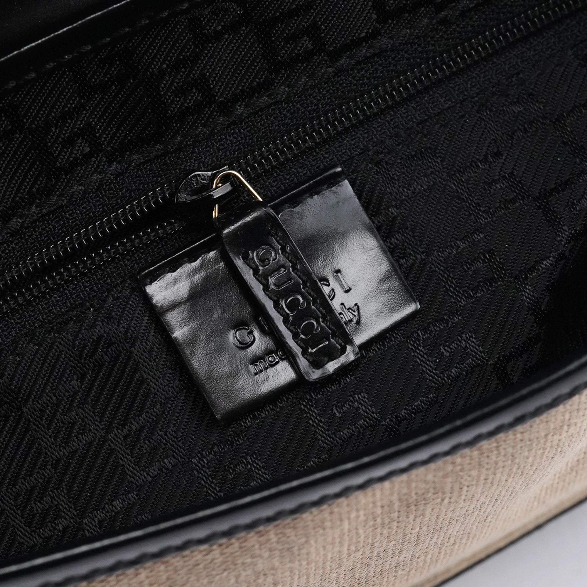 Beige Black Canvas Jackie Shoulder Bag