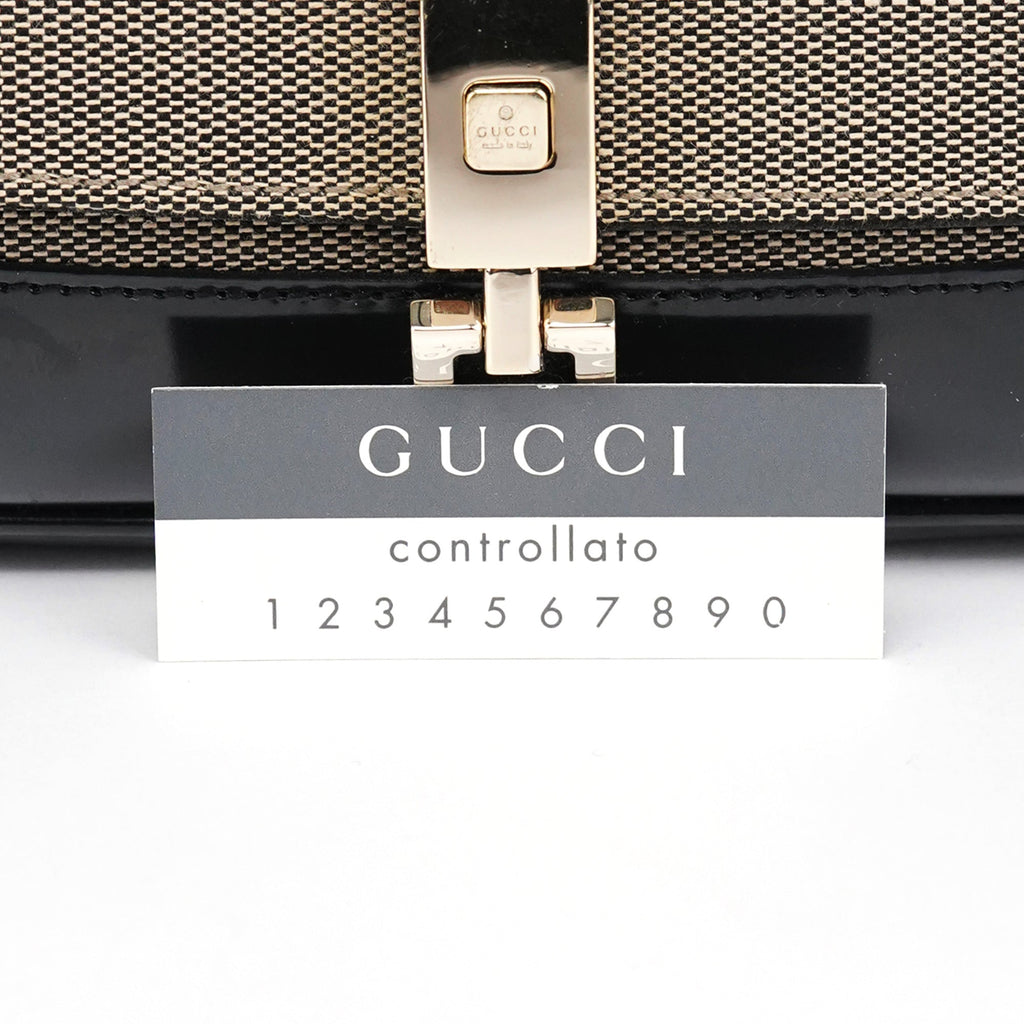 Beige Black Canvas Jackie Shoulder Bag