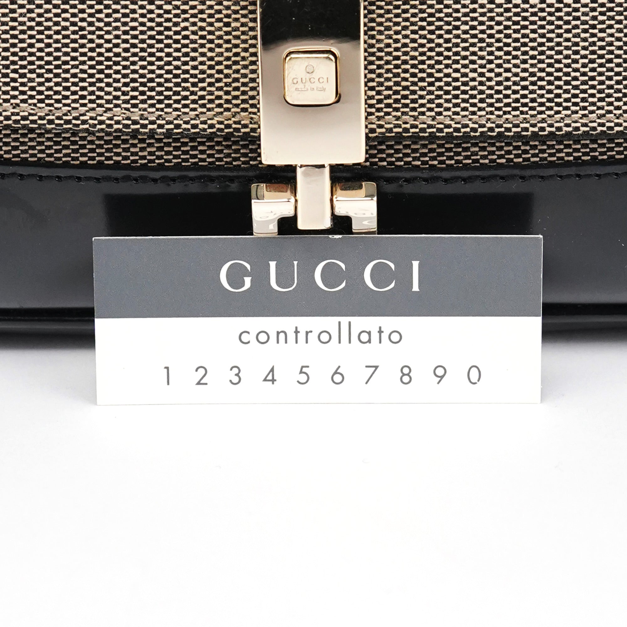 Beige Black Canvas Jackie Shoulder Bag