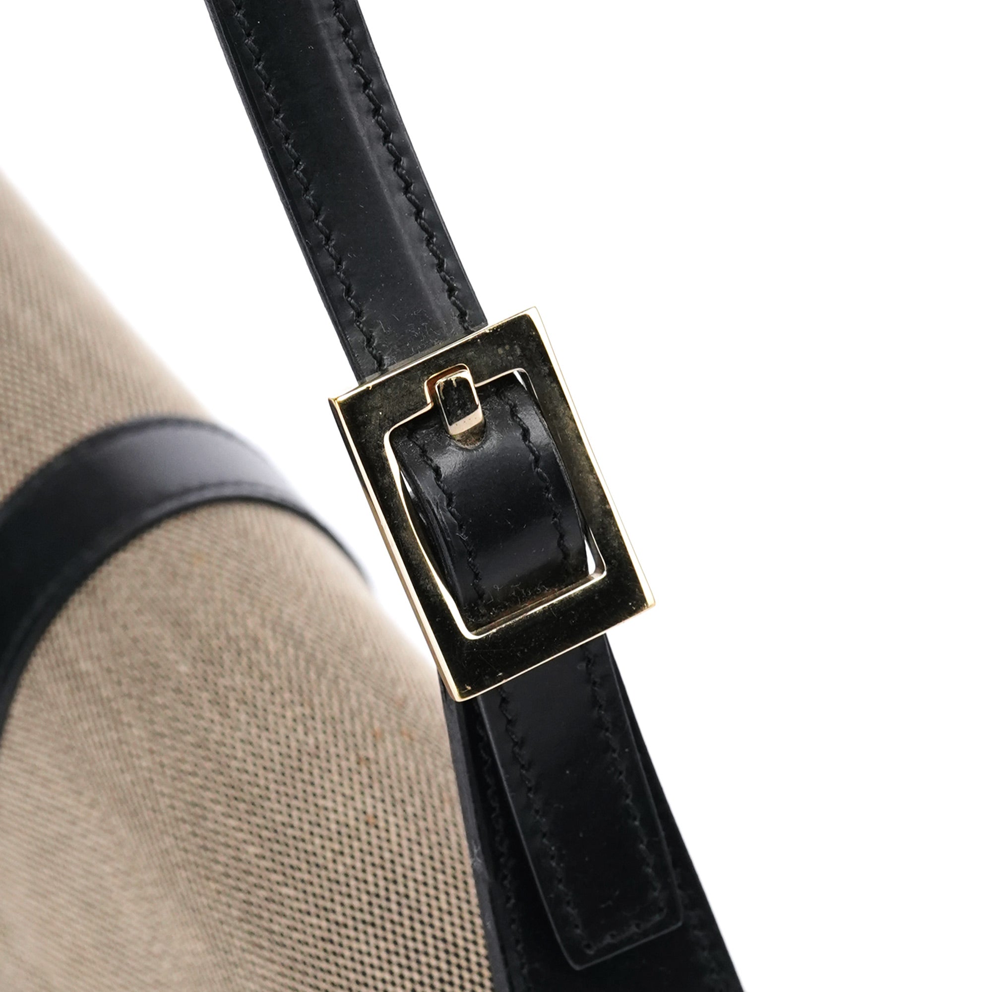 Beige Black Canvas Jackie Shoulder Bag